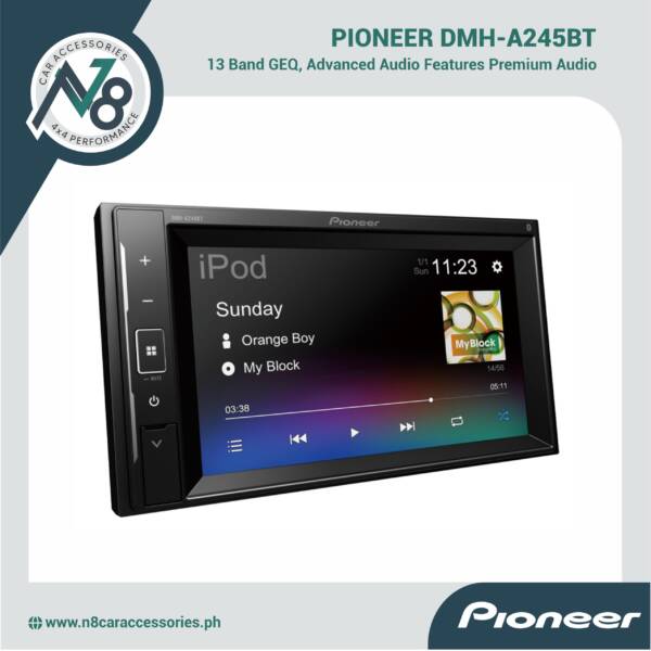 Pioneer DMH-A245BT 6.2" AV Receiver with Mirroring by Weblink Cast, Bluetooth, 13-Band Graphic EQ Genuine