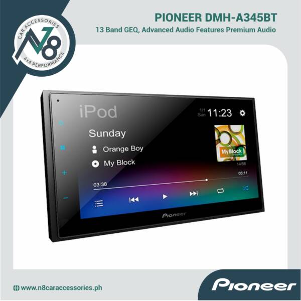 Pioneer DMH-A345BT 6.8" AV Receiver with Mirroring by Weblink Cast, Bluetooth, 13-Band Graphic EQ Genuine