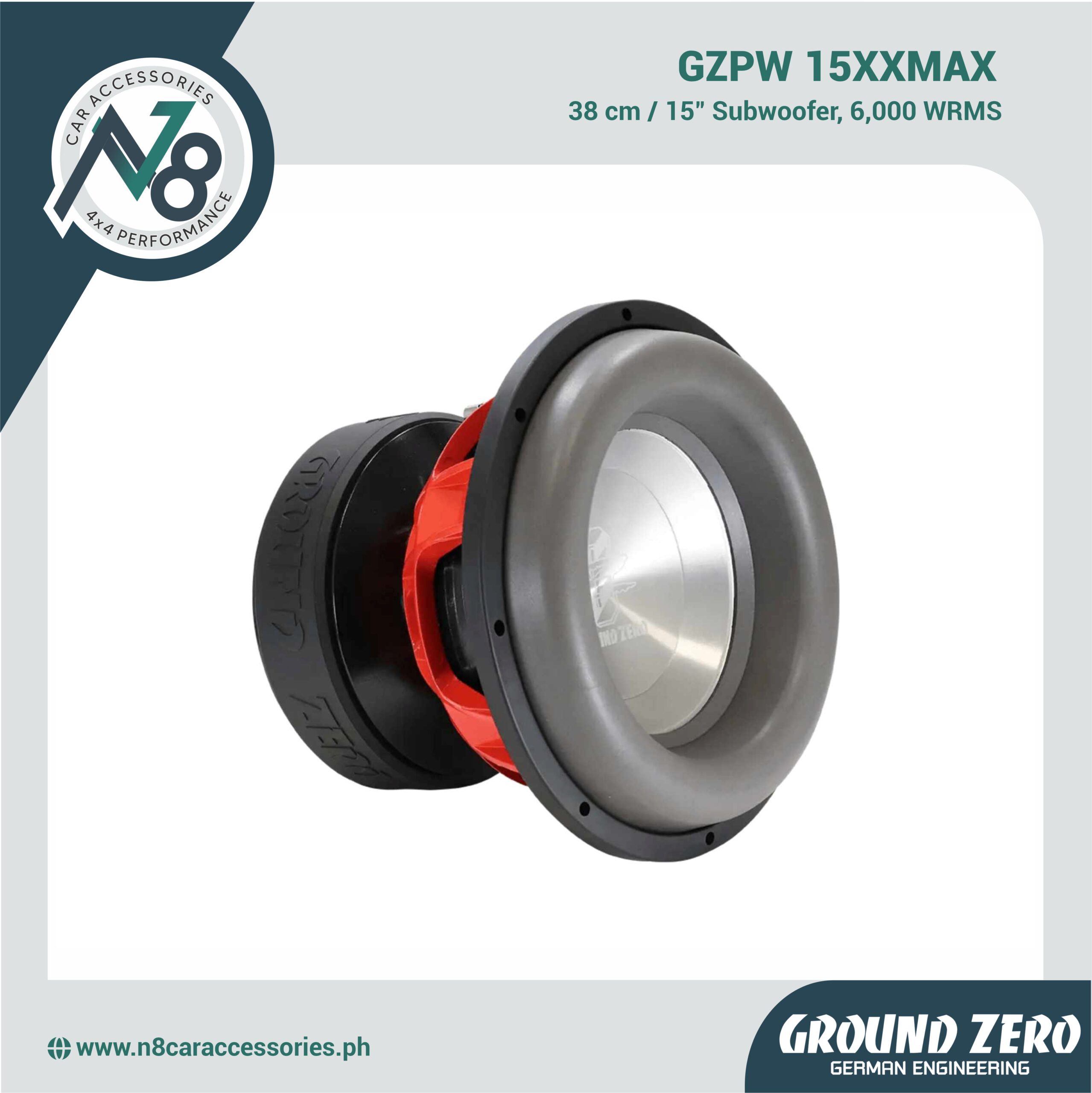 Ground Zero GZPW 15XXMAX 38cm / 15″ High Power Long Stroke Subwoofer Genuine