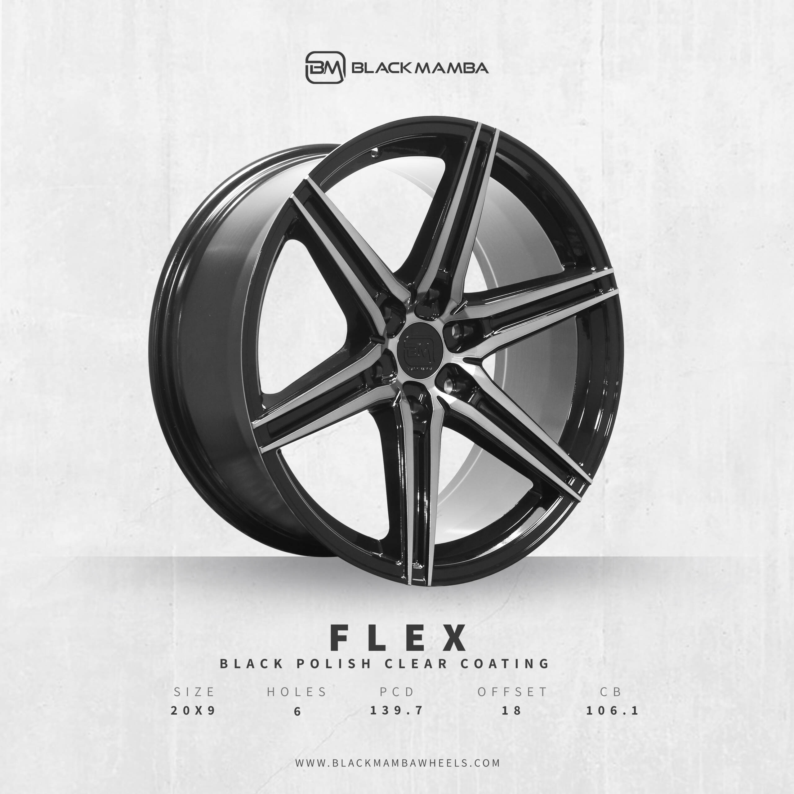 BLACK MAMBA FLEX 20x9" 139.7 +18 BLACK POLISH CLEAR COATING Genuine - Image 5