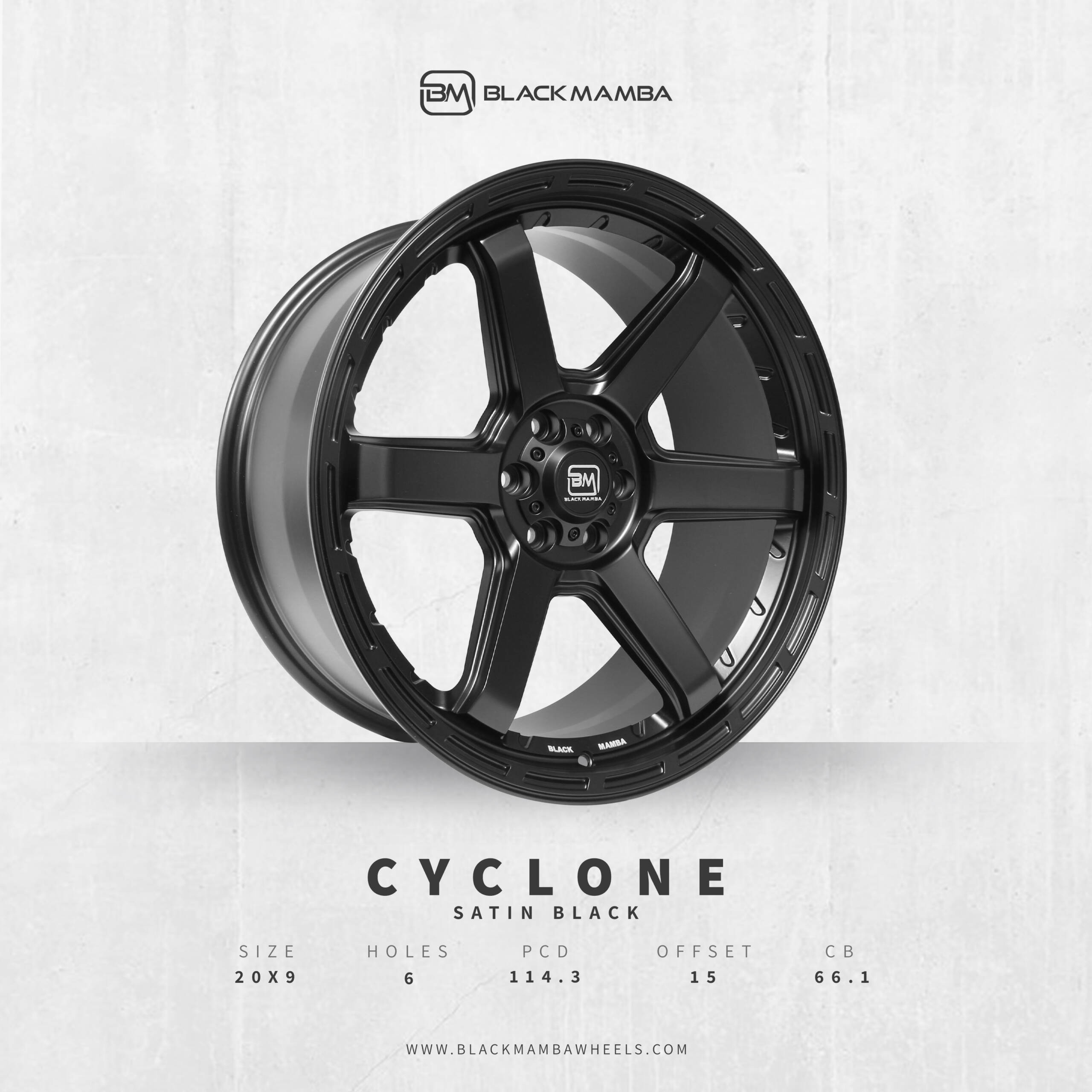 BLACK MAMBA CYCLONE 20x9" 114.3 +15 SATIN BLACK Genuine - Image 5