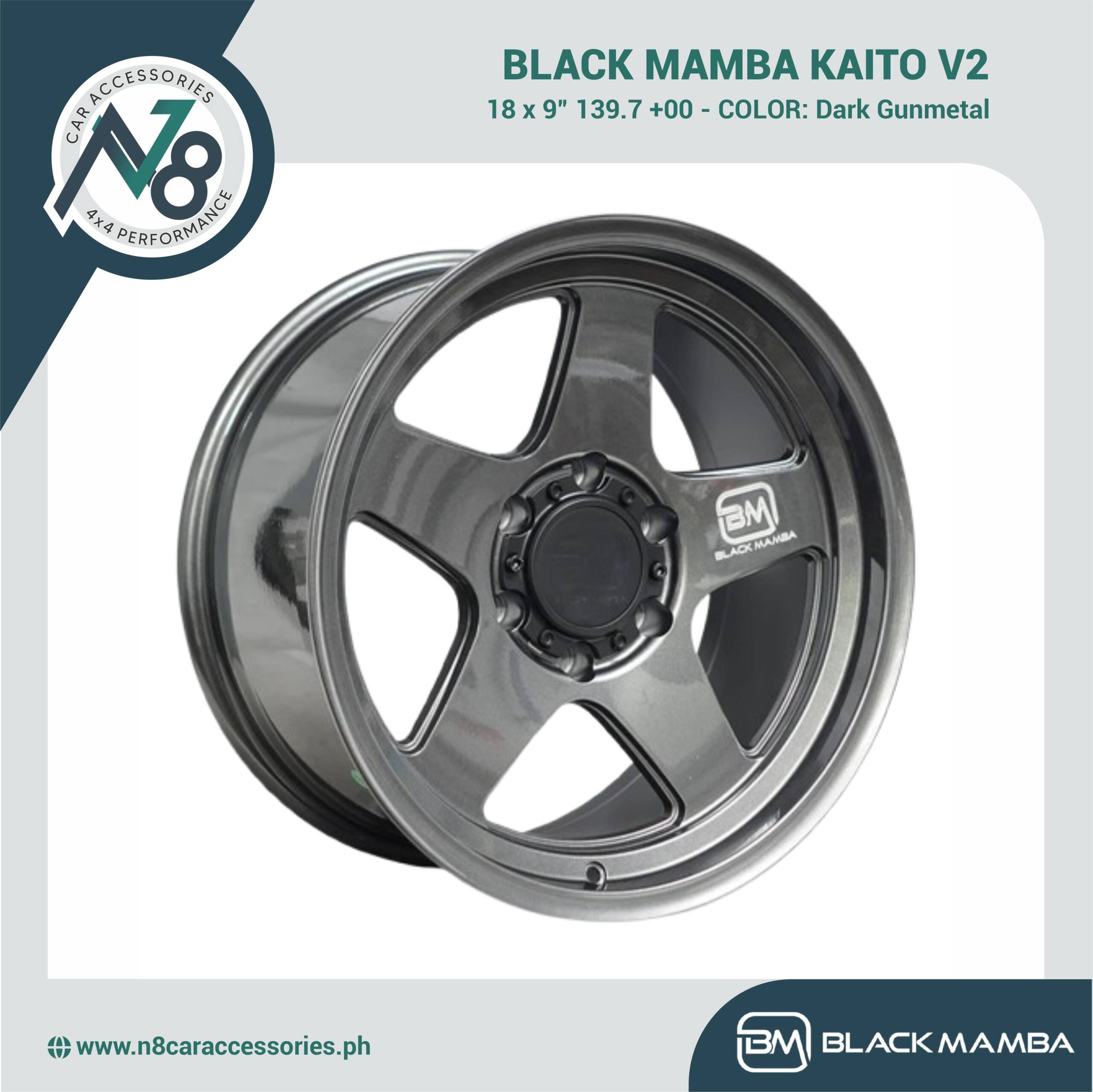 BLACK MAMBA KAITO V2 18x9" 139.7 +00 DARK GUNMETAL Genuine