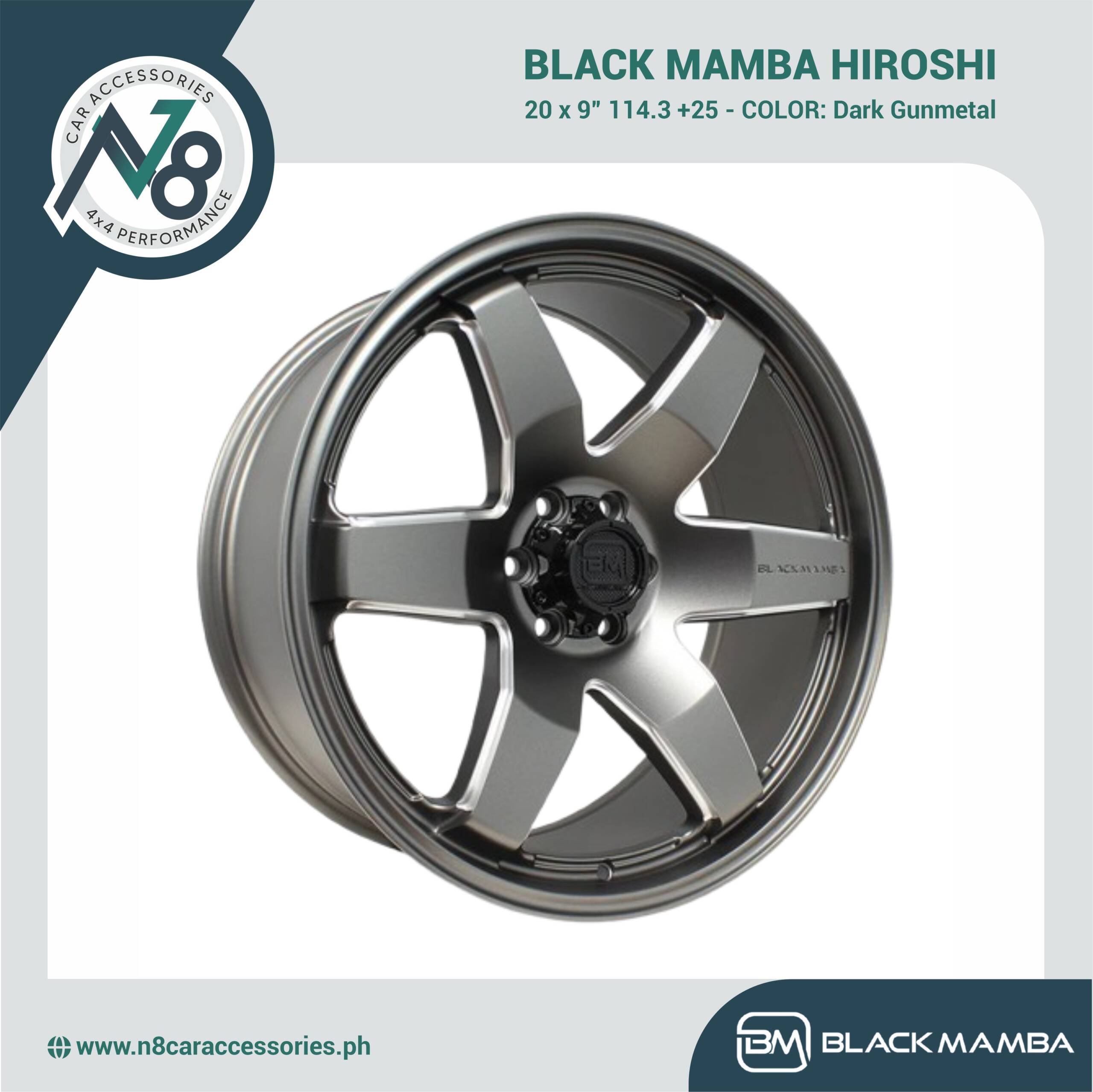 BLACK MAMBA HIROSHI 20x9" 114.3 +25 DARK GUNMETAL Genuine