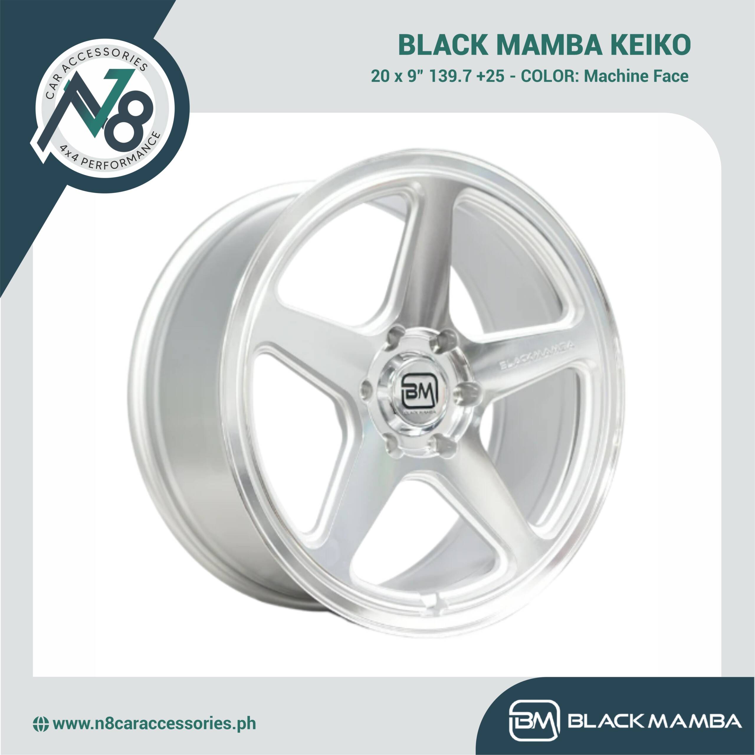 BLACK MAMBA KEIKO 20x9" 139.7 +25 MACHINE FACE Genuine