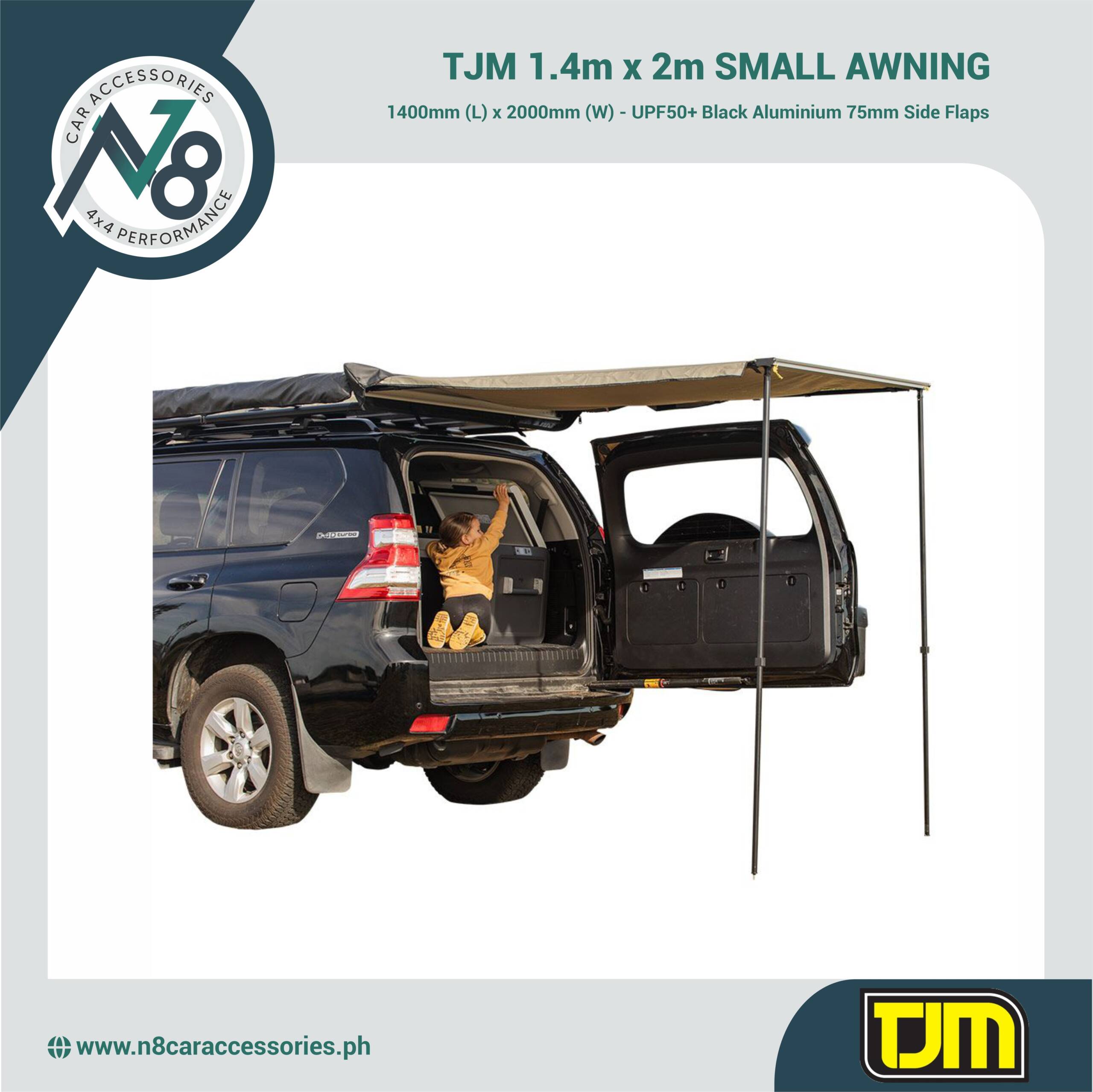 TJM 1.4m x 2m SMALL AWNING (WITH BRACKET) - TJM-620RTA140 Genuine