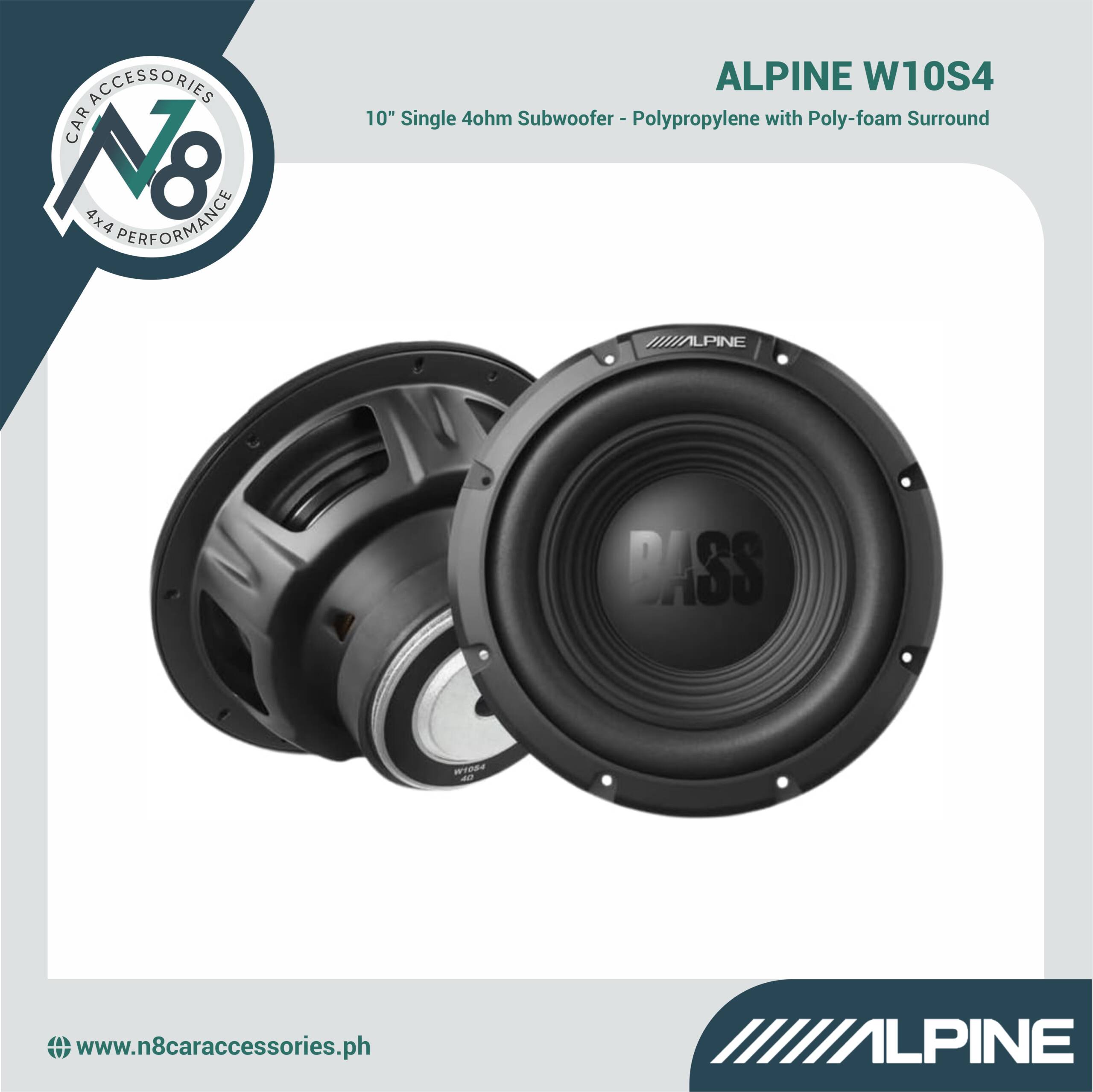 ALPINE W10S4 10" Single 4ohm Subwoofer Genuine