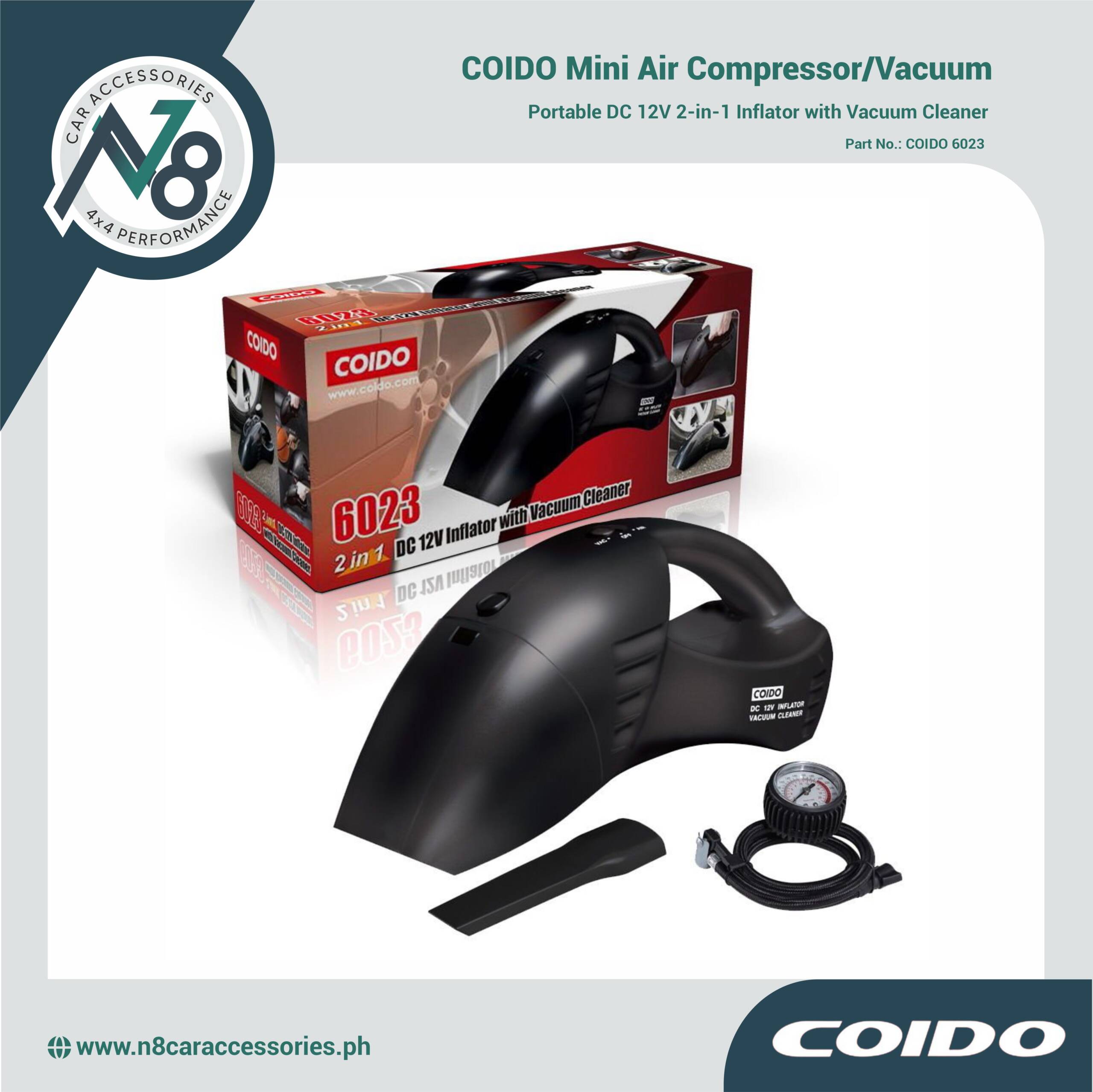 COIDO Mini Air Compressor/Vacuum 6023 Genuine