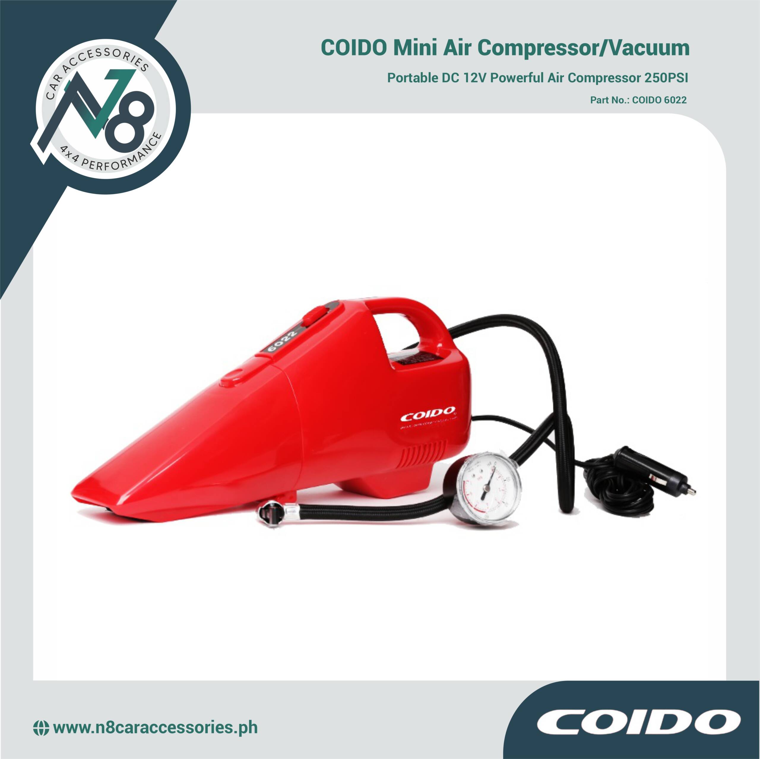 COIDO Mini Air Compressor/Vacuum 6022 Genuine