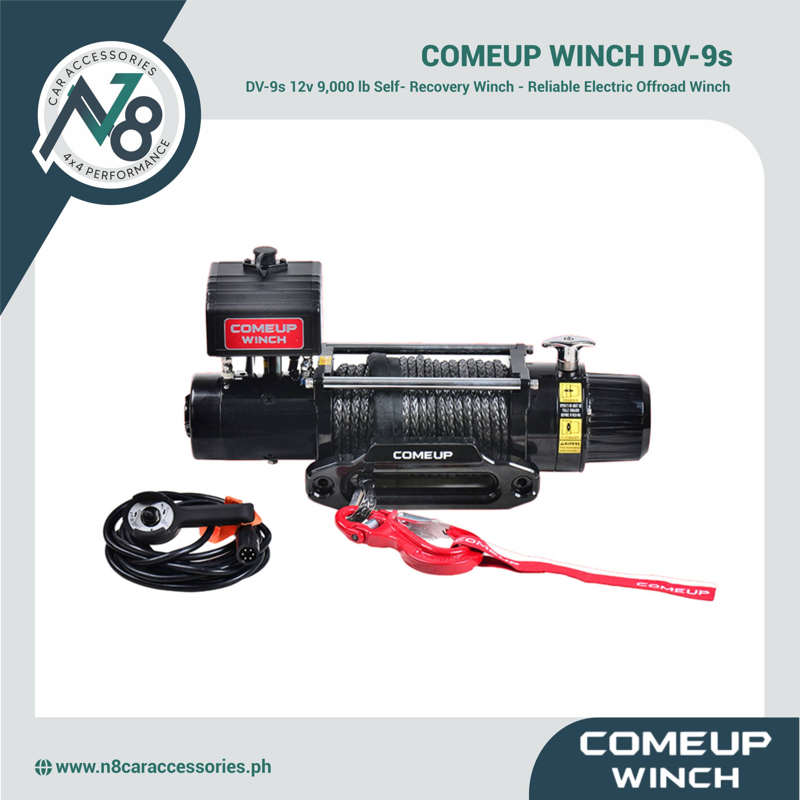 COMEUP WINCH DV-9s 12v 9, 000 LB (SYNTHETIC ROPE) Genuine