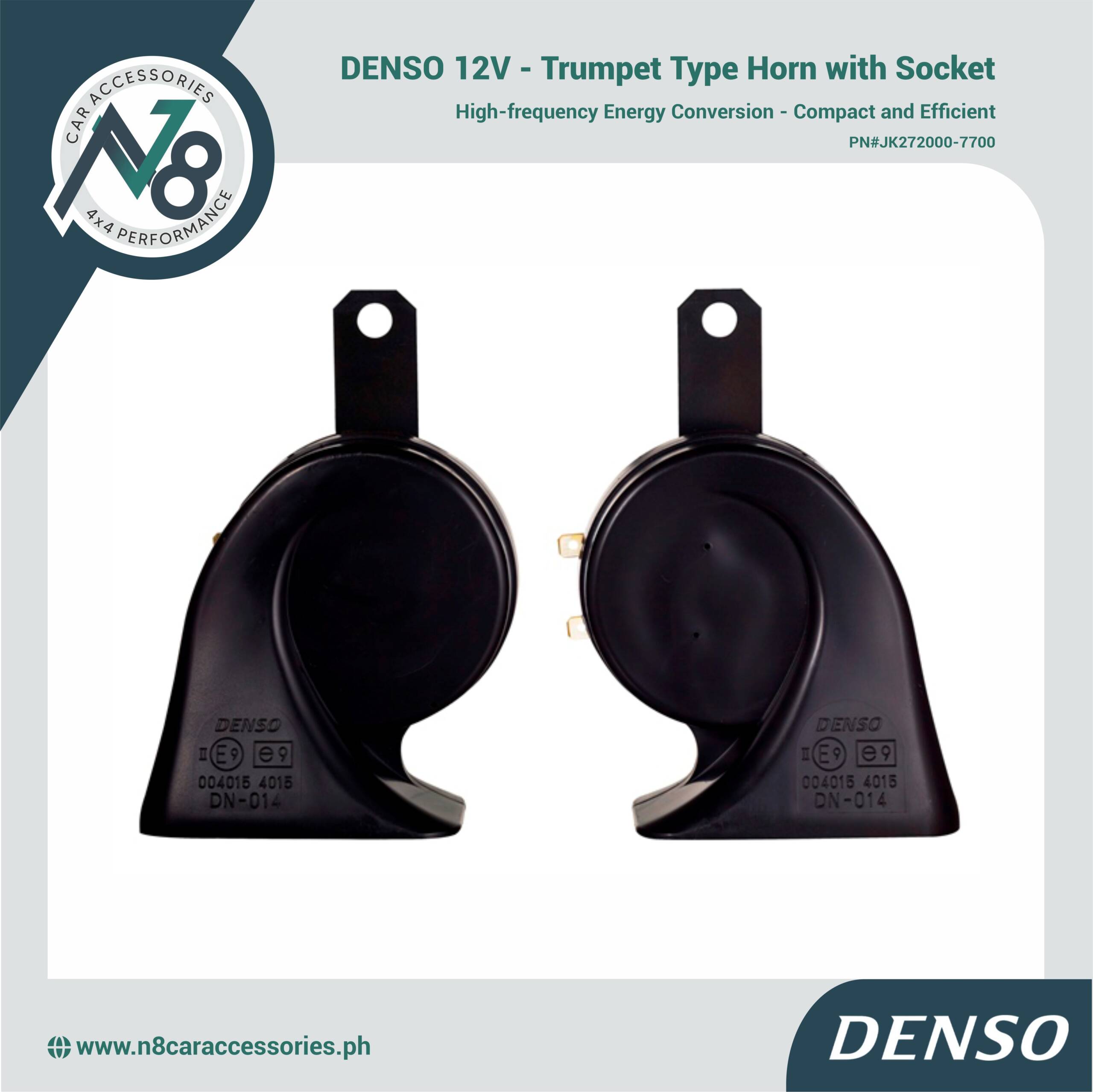 DENSO 12V - Trumpet Type Horn with Socket PN#JK272000-7700 Genuine