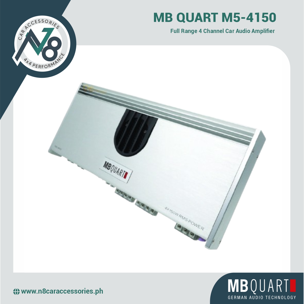 MB QUART M5-4150 Full Range 4 Channel Car Audio Amplifier Genuine