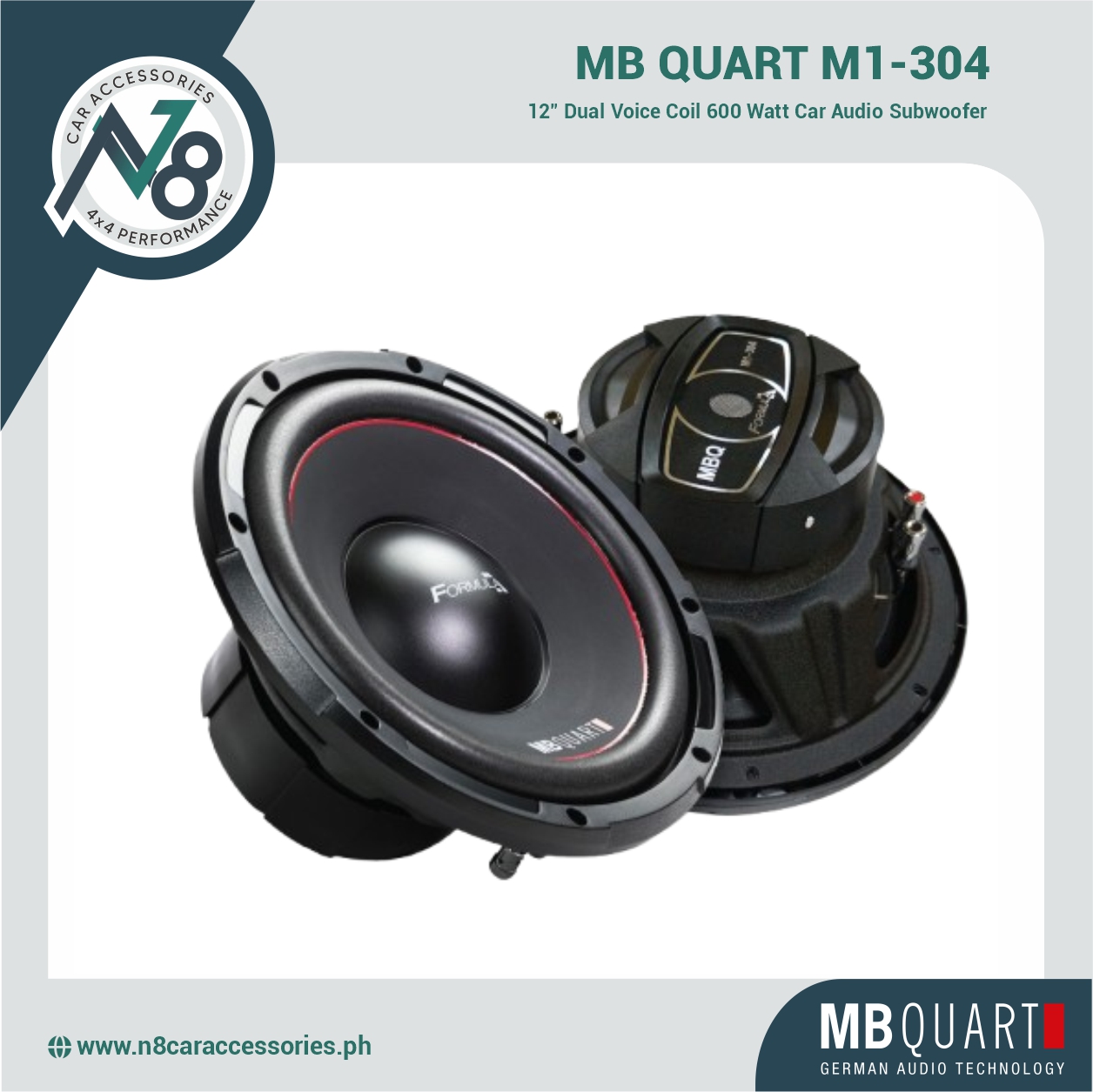 MB QUART M1-304 12" Dual Voice Coil 600 Watt Car Audio Subwoofer Genuine