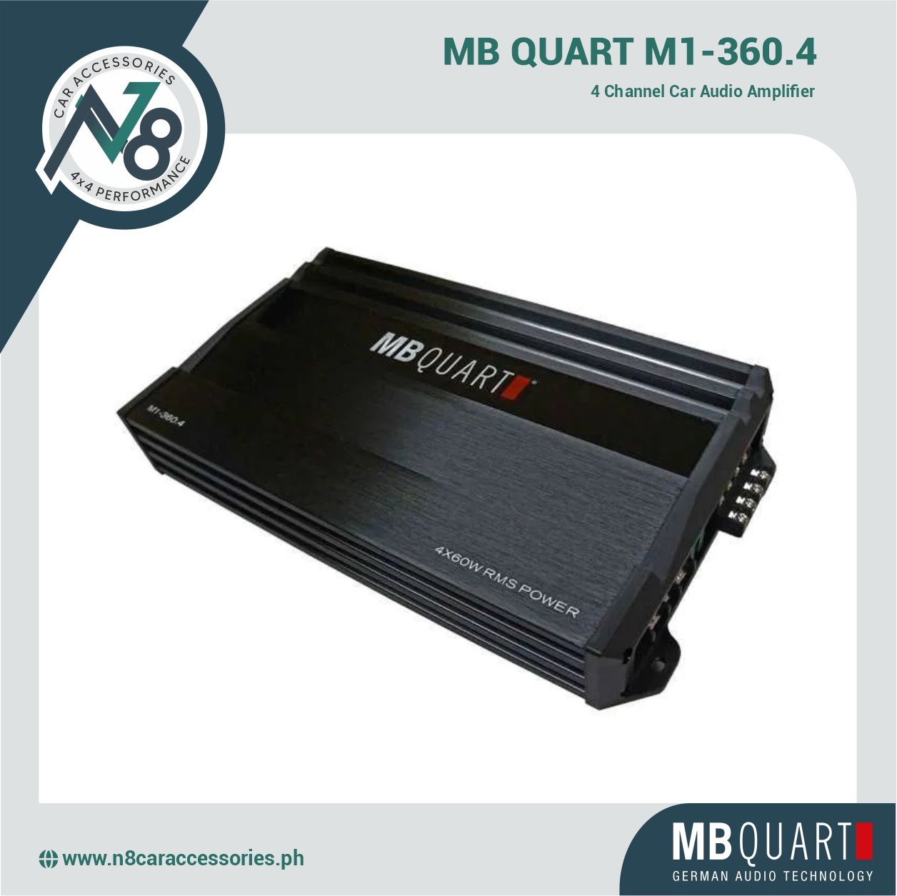 MB QUART M1-360.4 60 Watt 4 Channel Car Audio Amplifier Genuine