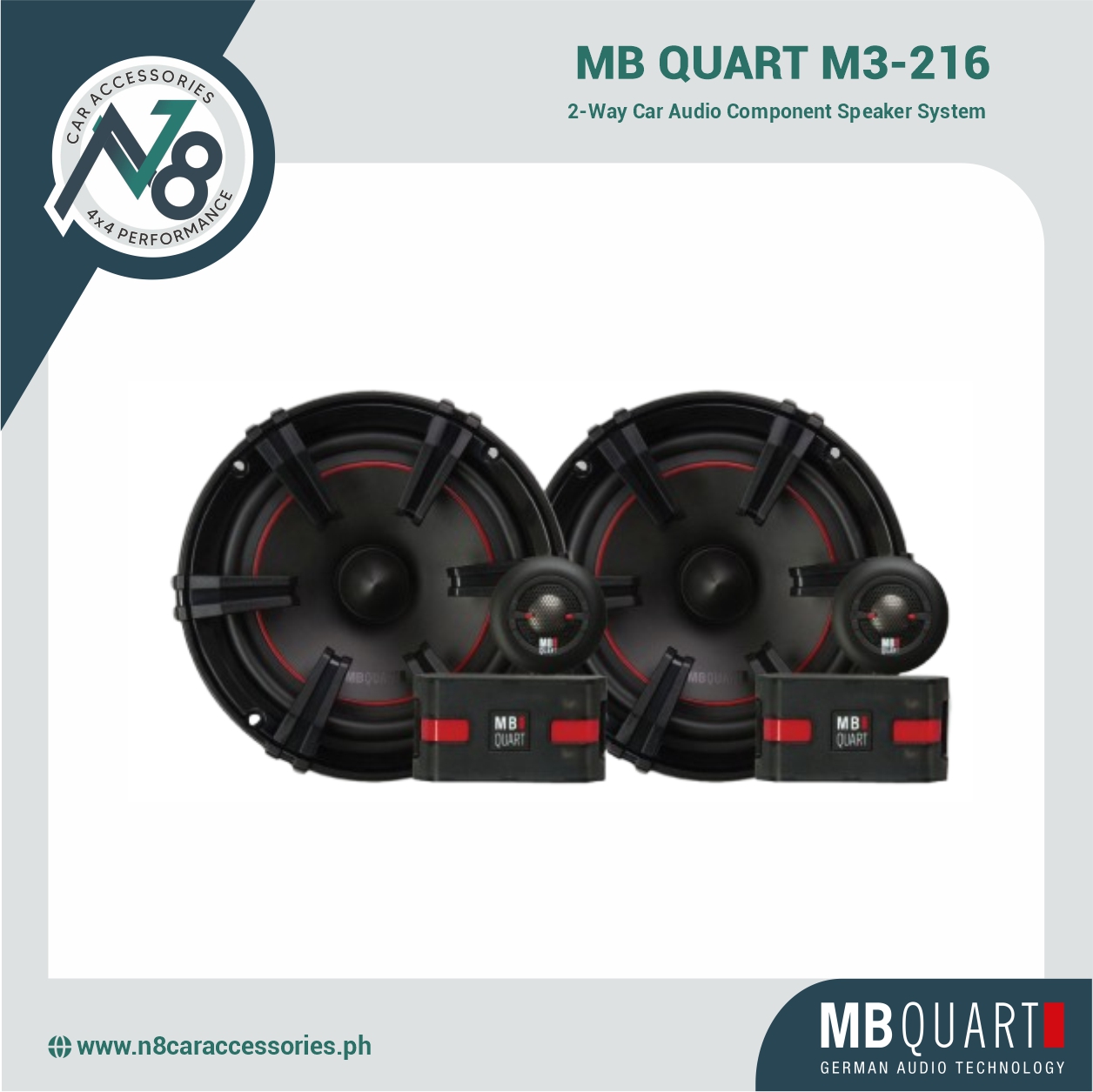 MB QUART M3-216 6.5" 2-Way Car Audio Component Speaker System Genuine