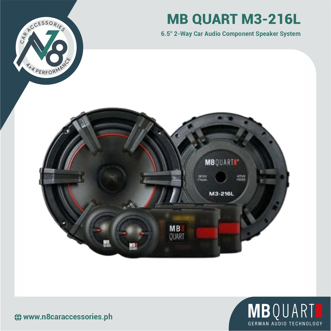 MB QUART M3-216L 6.5" 2-Way Car Audio Component Speaker System Genuine