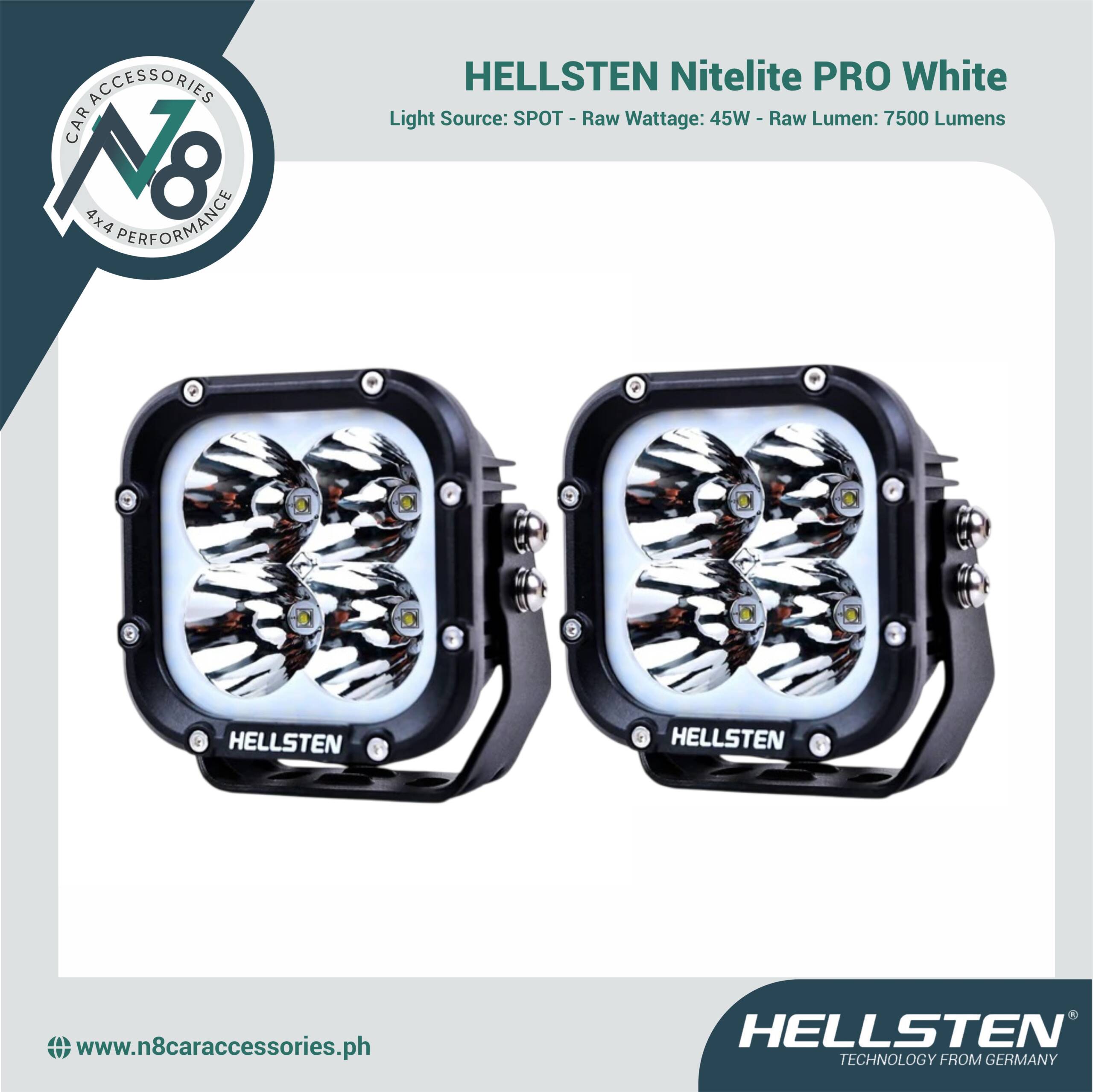 HELLSTEN Nitelite PRO White - PAIR Genuine