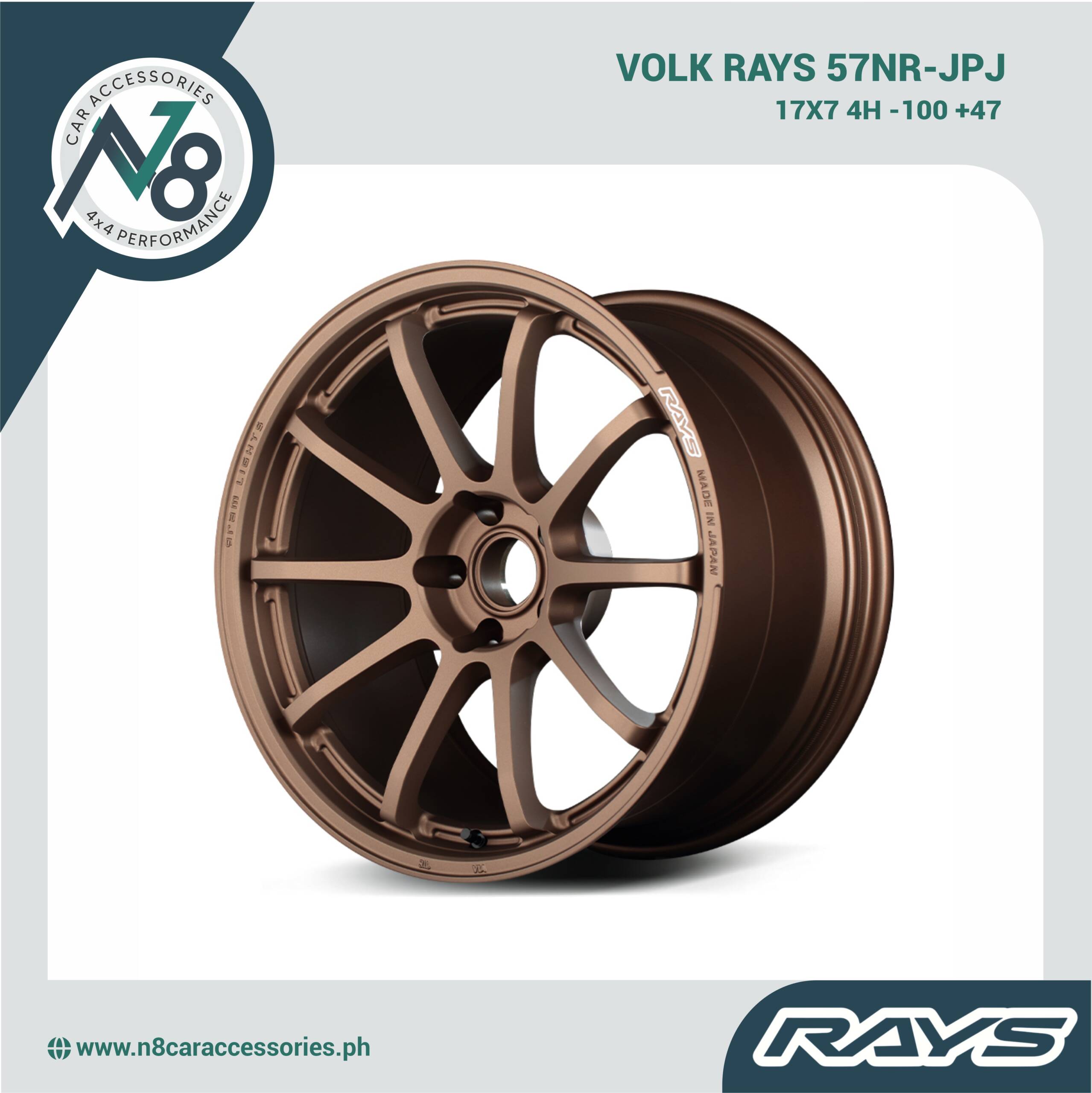 VOLK RAYS 57NR-JPJ 17X7 4H -100 +47 Genuine