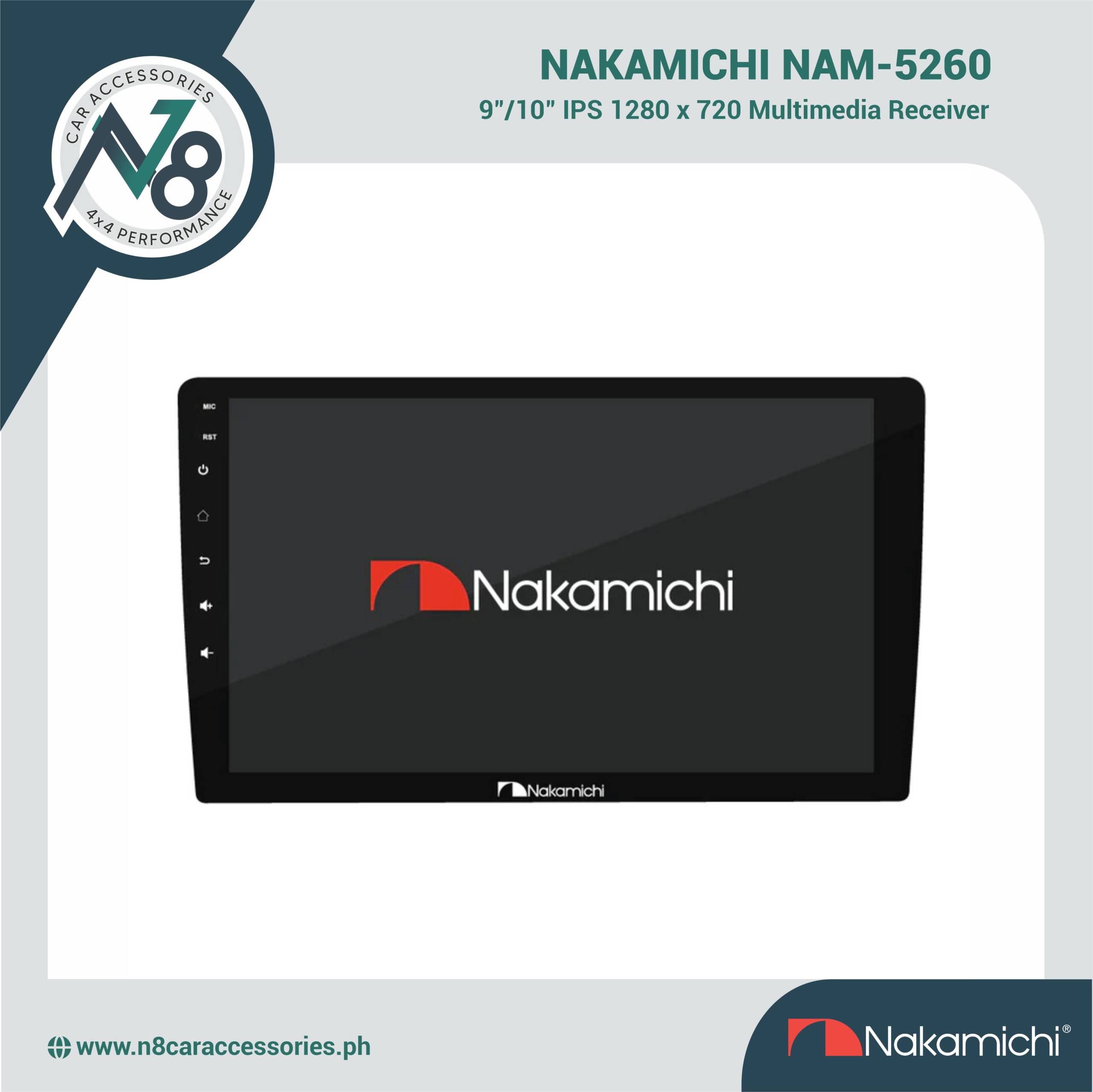 Nakamichi NAM 5260 9"/10" IPS 1280 x 720 Apple Car Play, Android Auto, Digital Multimedia Receiver Genuine