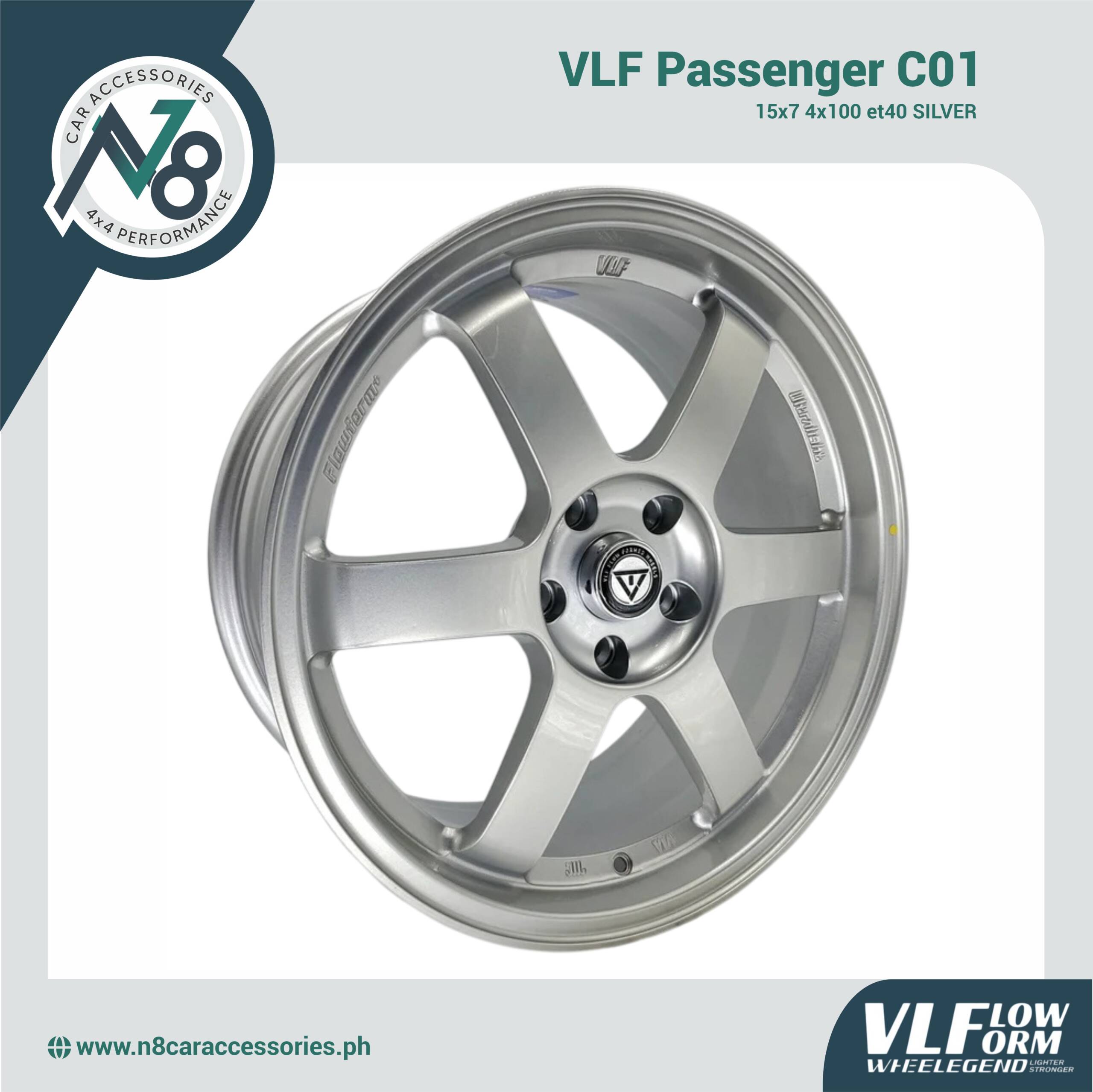 VLF C01 15x7 4x100 et40 Silver Genuine