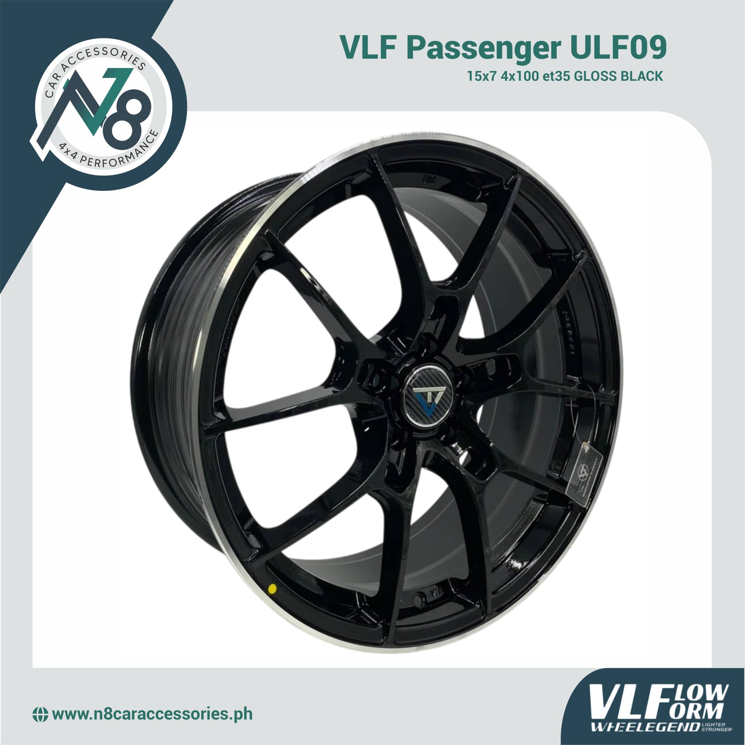 VLF ULF09 15x7 4x100 et35 Gloss Black Genuine