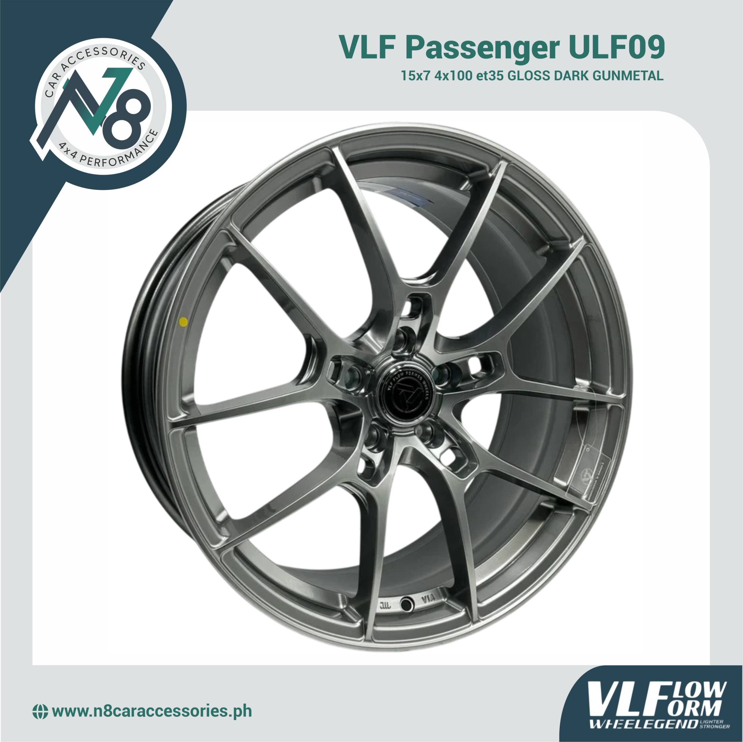 VLF ULF09 15x7 4x100 et35 Gloss Dark Gunmetal Genuine