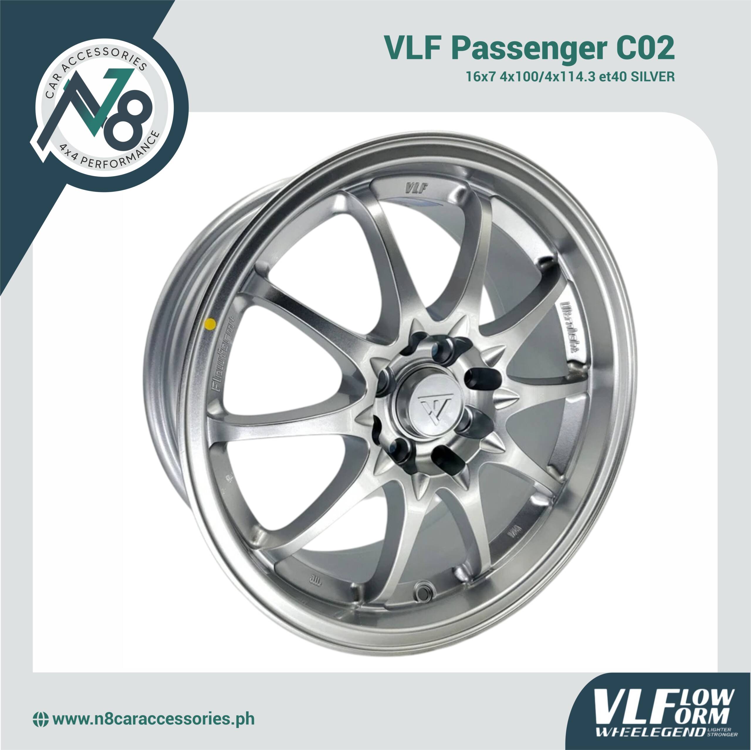 VLF C02 16x7 4x100/4x114.3 et40 Silver Genuine