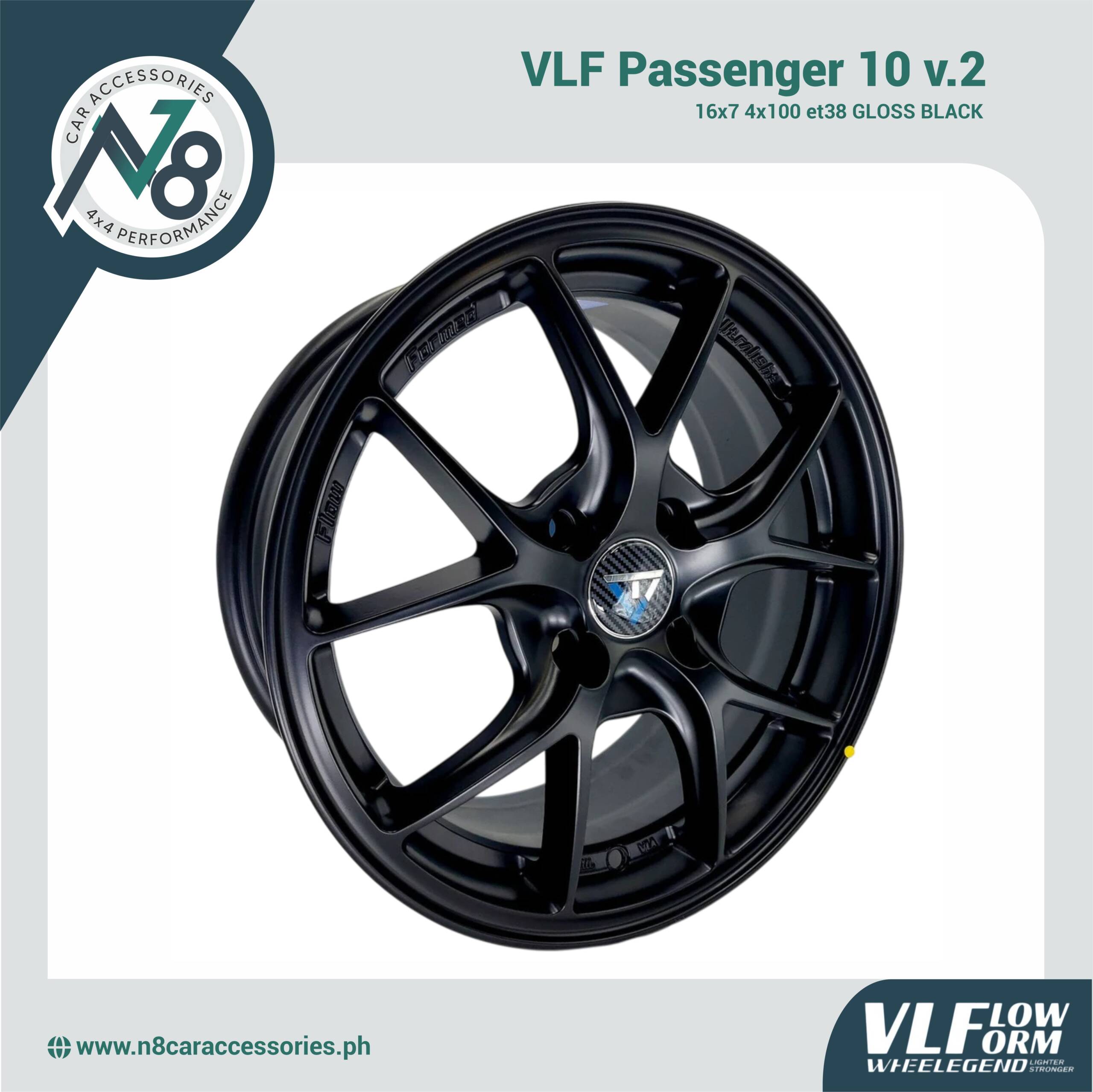 VLF 10 v.2 16x7 4x100 et38 Gloss Black Genuine