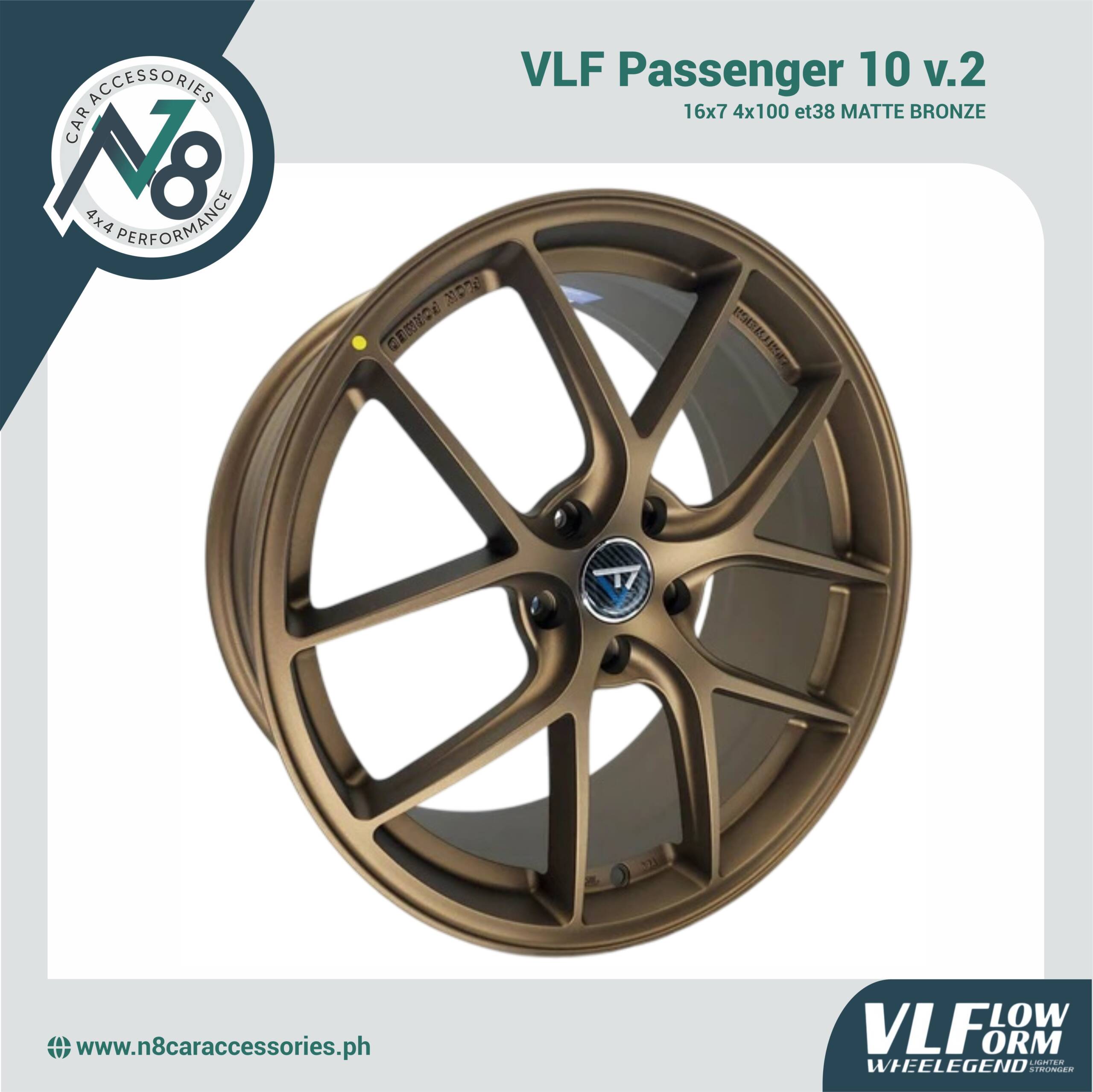 VLF 10 v.2 16x7 4x100 et38 Matte Bronze Genuine