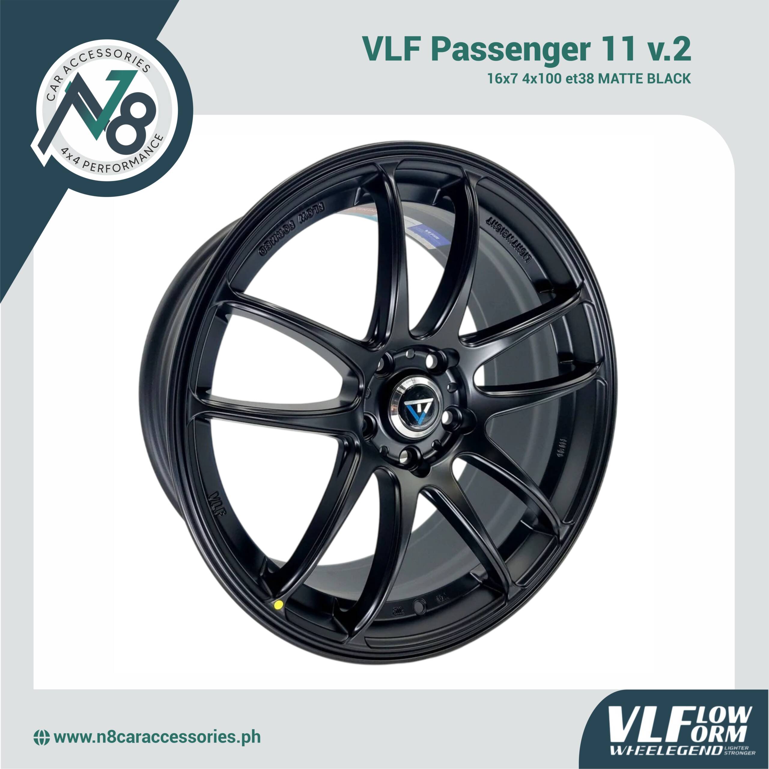 VLF 11 v.2 16x7 4x100 et38 Matte Black Genuine