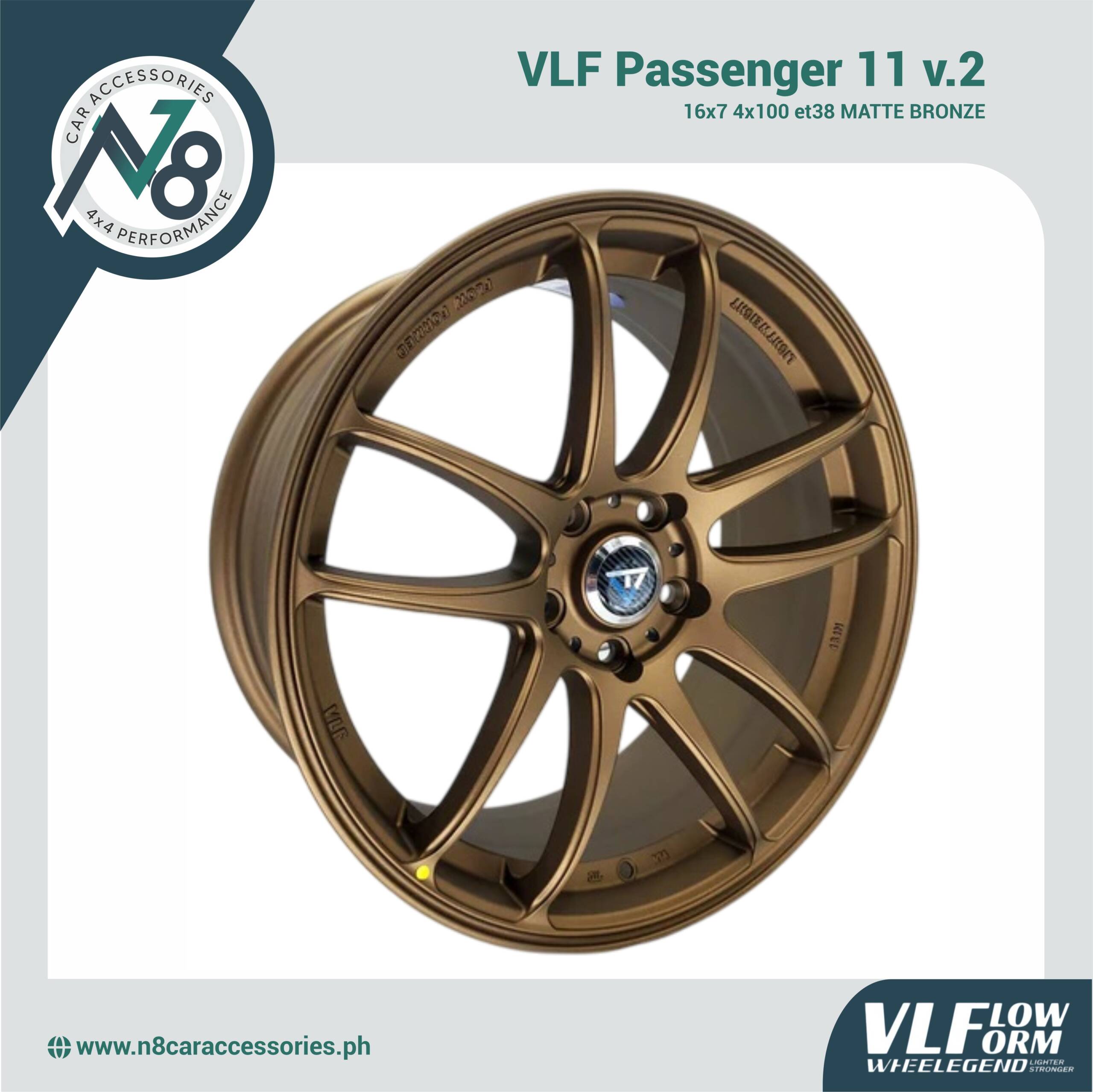 VLF 11 v.2 16x7 4x100 et38 Matte Bronze Genuine