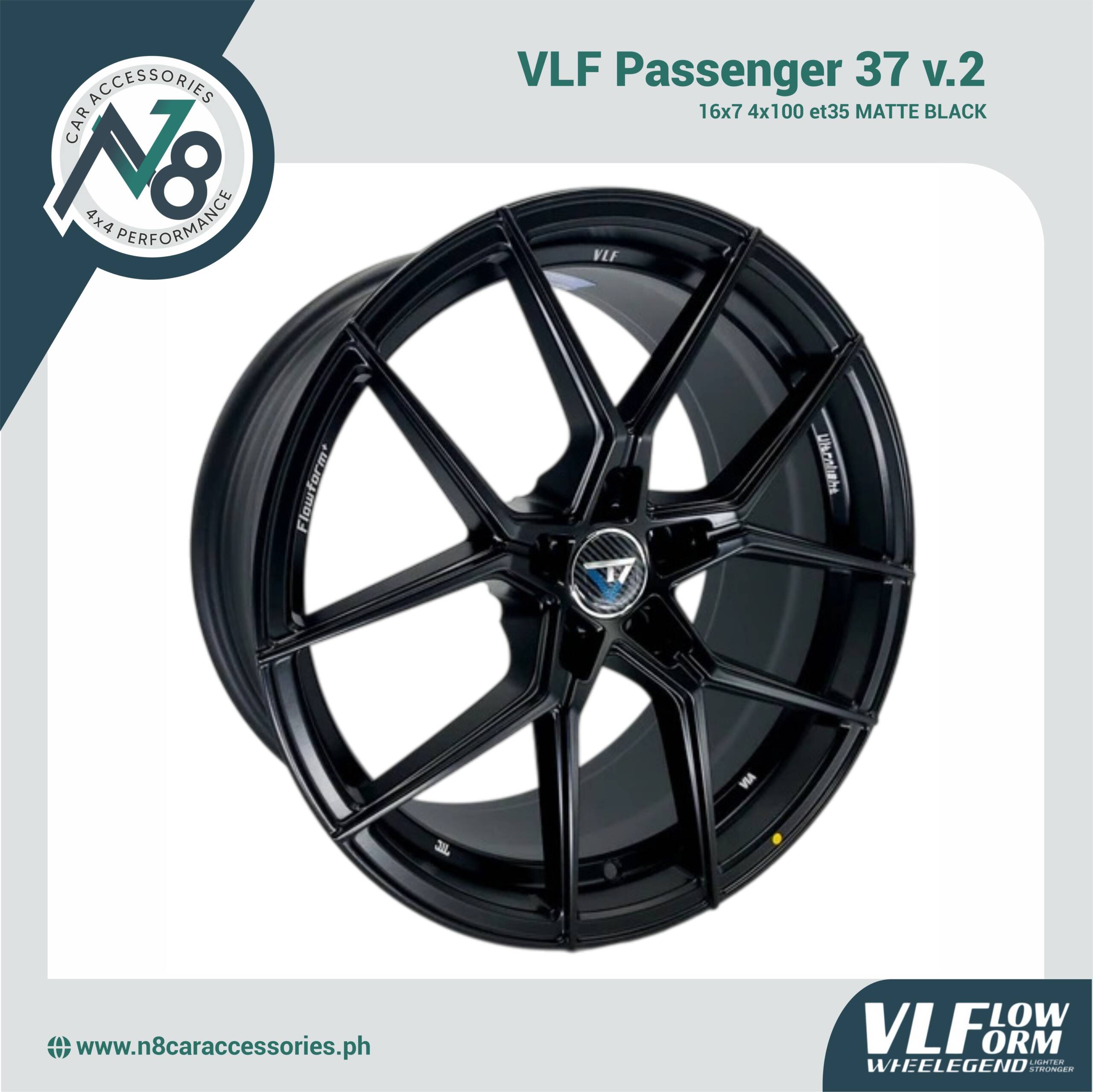 VLF 37 v.2 16x7 4x100 et35 Matte Black Genuine