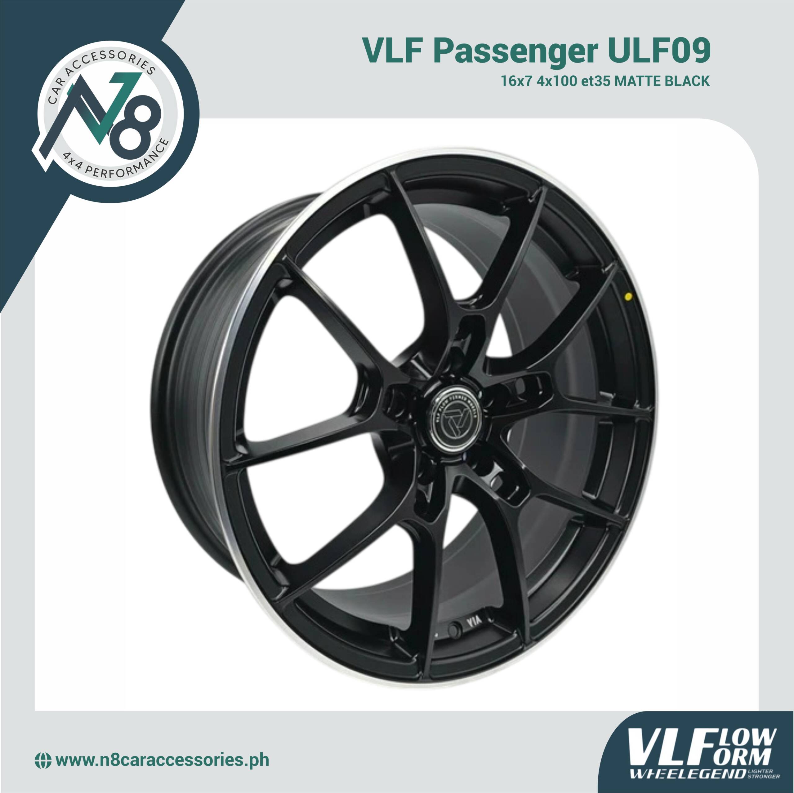 VLF ULF09 16x7 4x100 et35 Matte Black Genuine