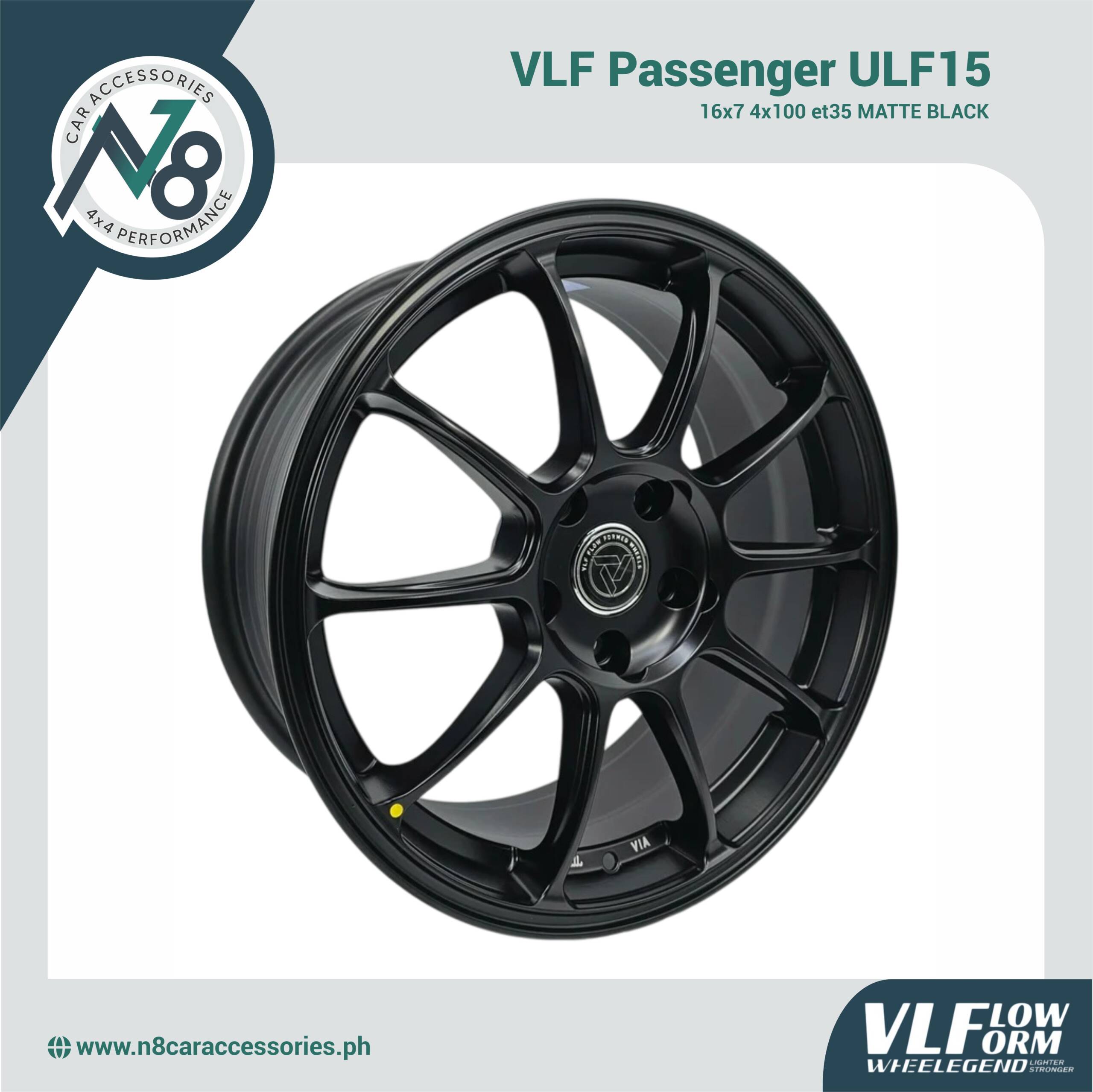 VLF ULF15 16x7 4x100 et35 Matte Black Genuine