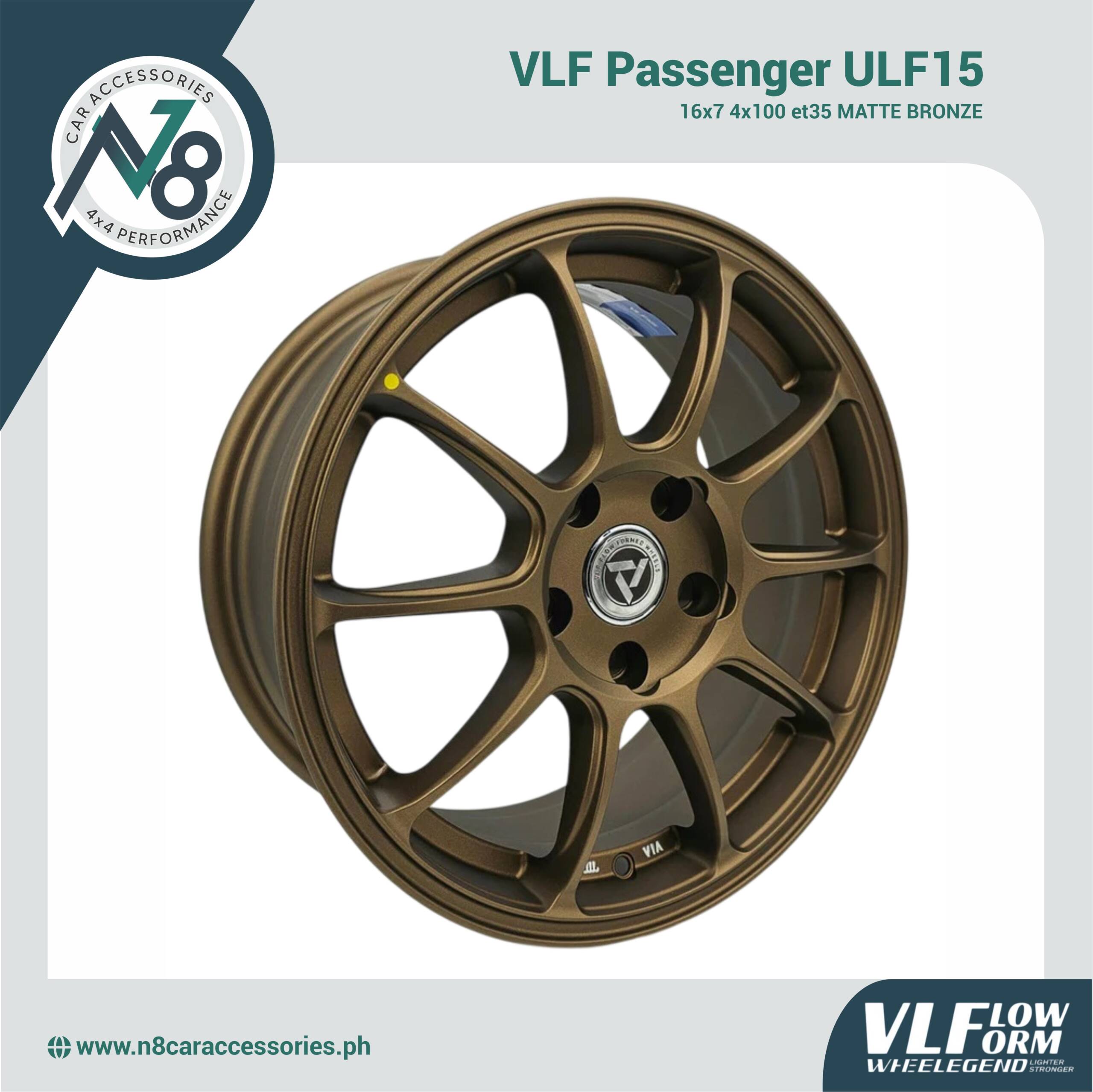 VLF ULF15 16x7 4x100 et35 Matte Bronze Genuine