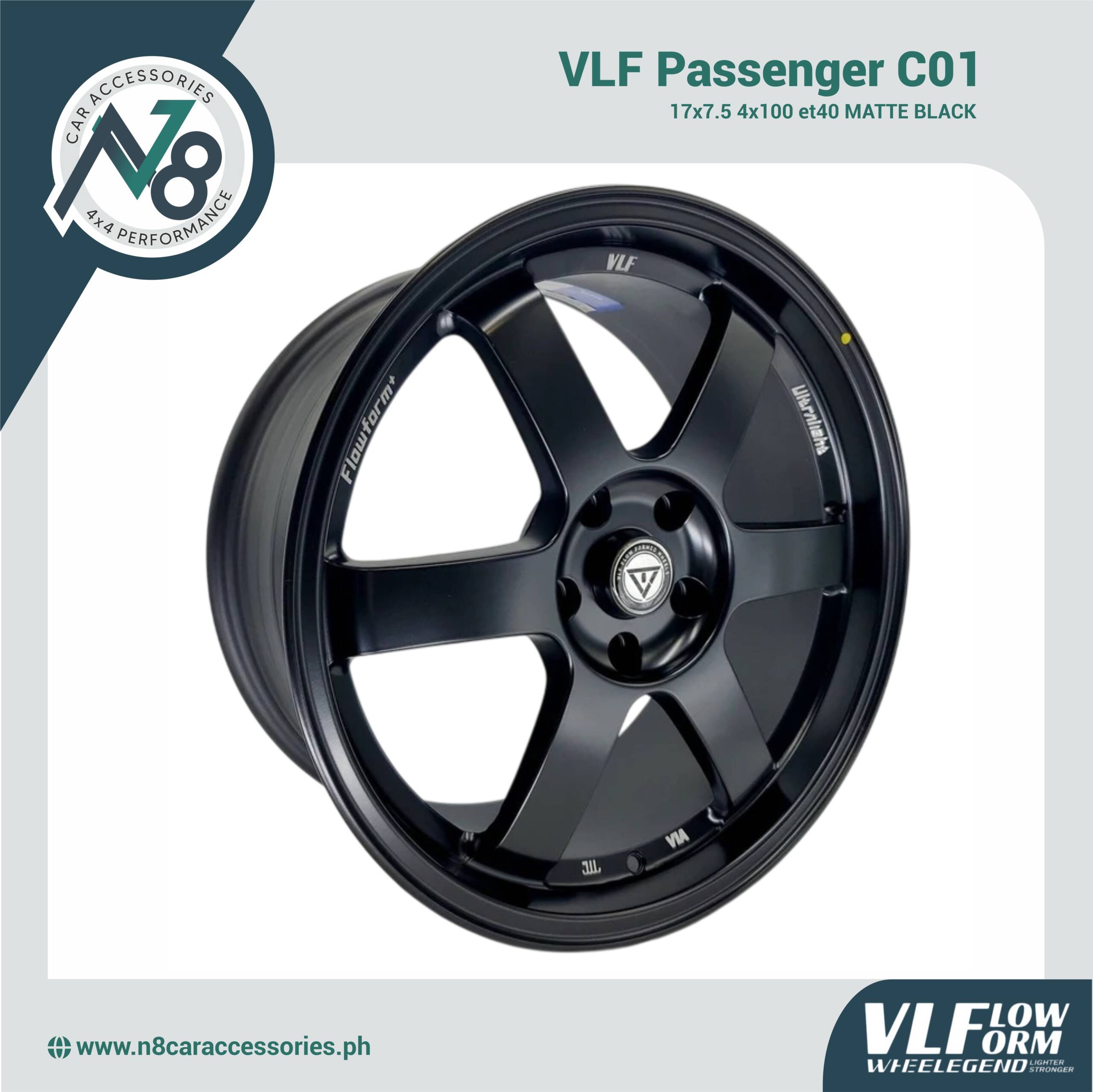 VLF C01 17x7.5 4x100 et40 Matte Black Genuine