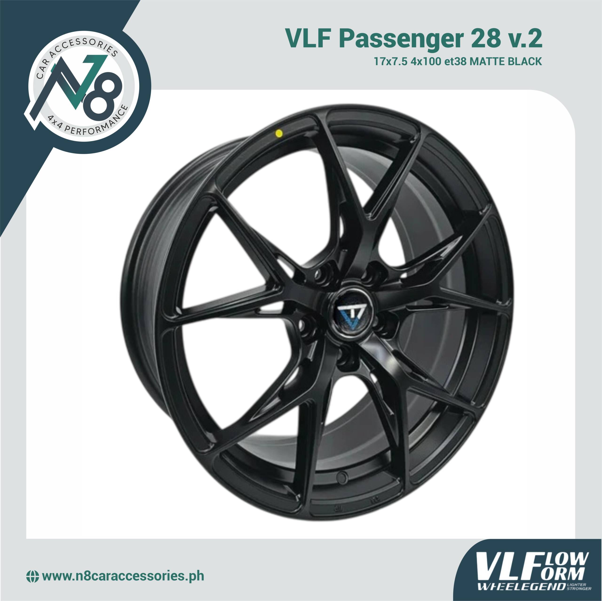 VLF 28 v.2 17x7.5 4x100 et38 Matte Black Genuine