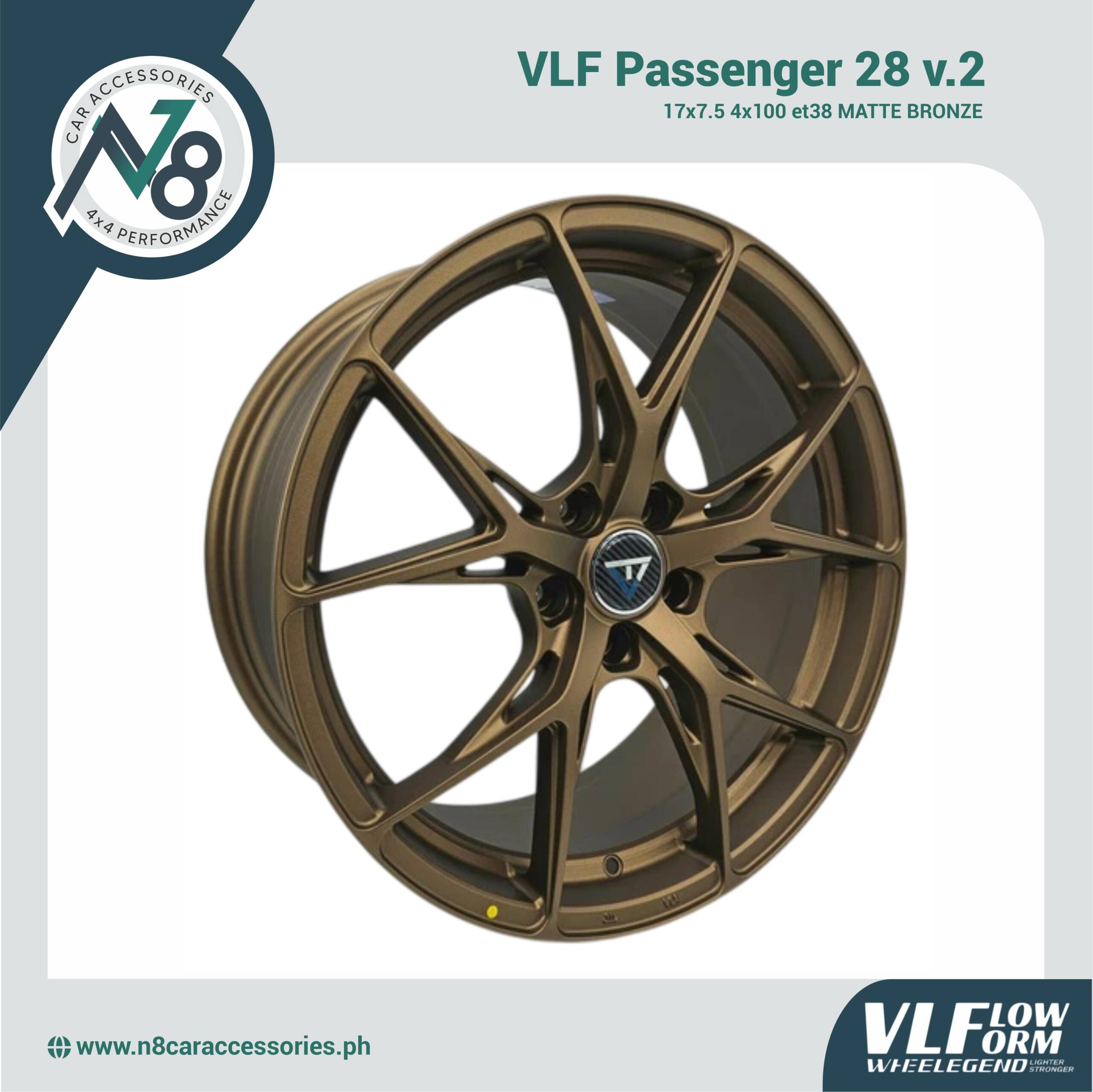 VLF 28 v.2 17x7.5 4x100 et38 Matte Bronze Genuine