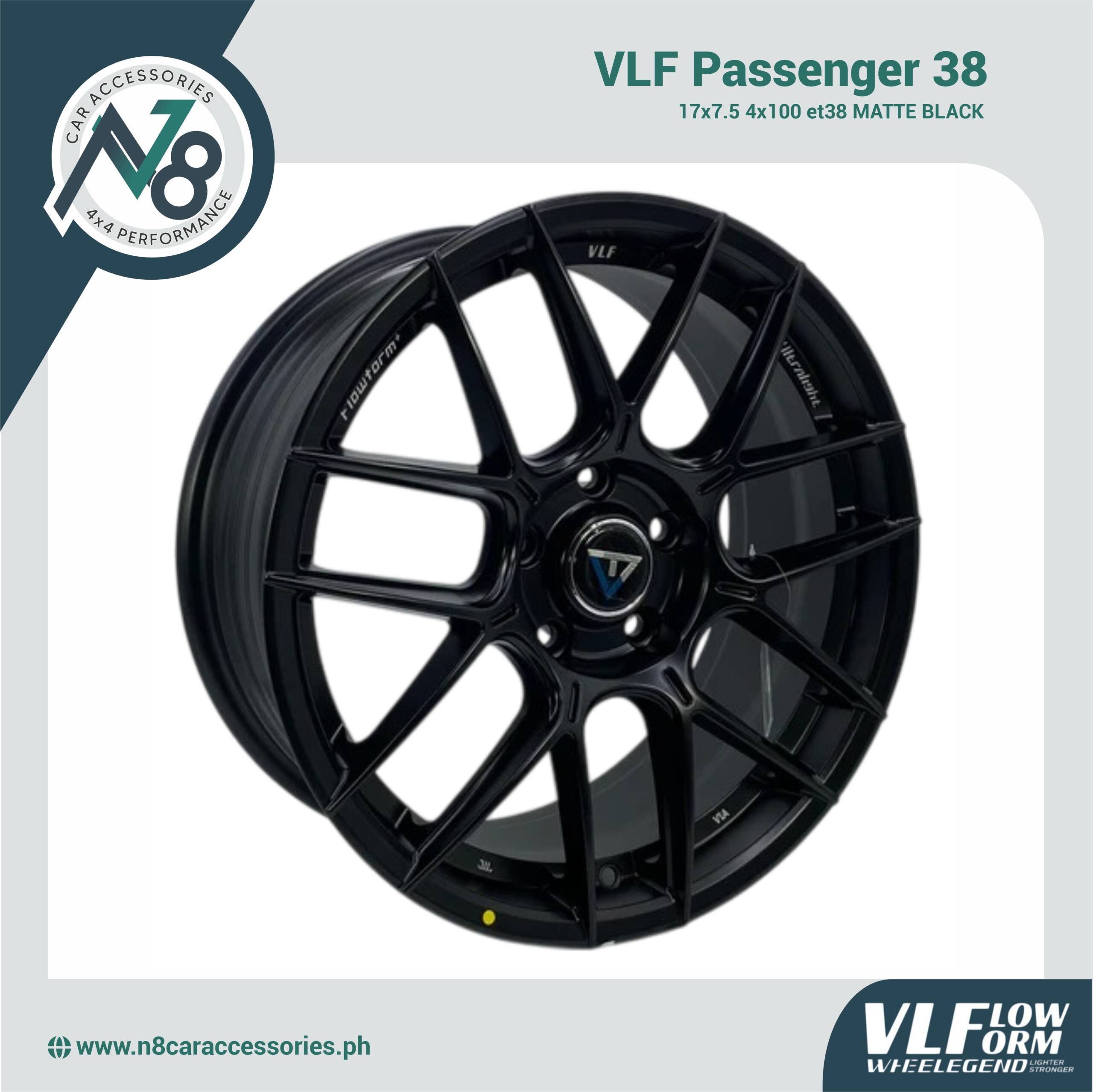 VLF 38 17x7.5 4x100 et38 Matte Black Genuine