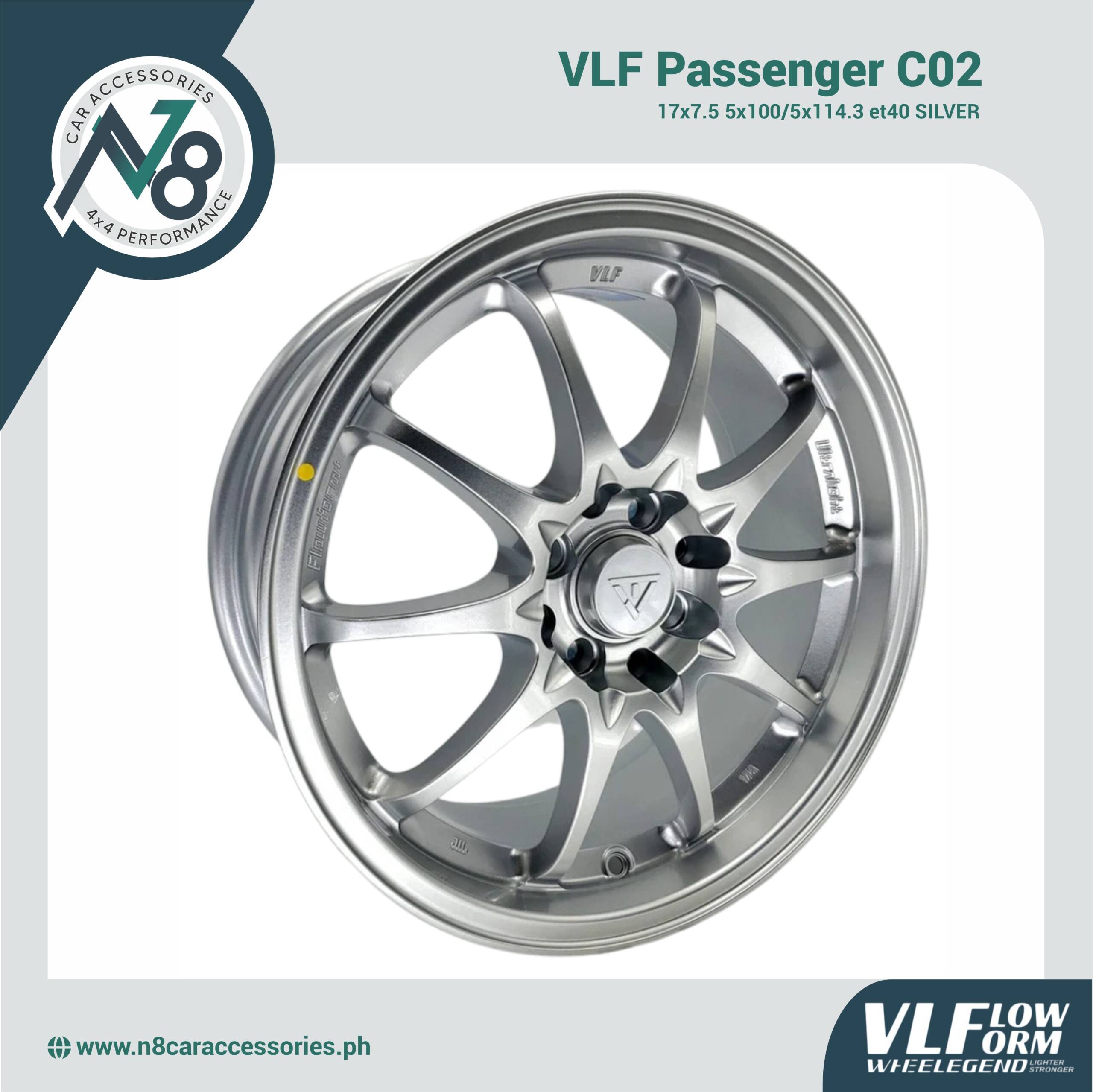 VLF C02 17x7.5 5x100/5x114.3 et40 Silver Genuine