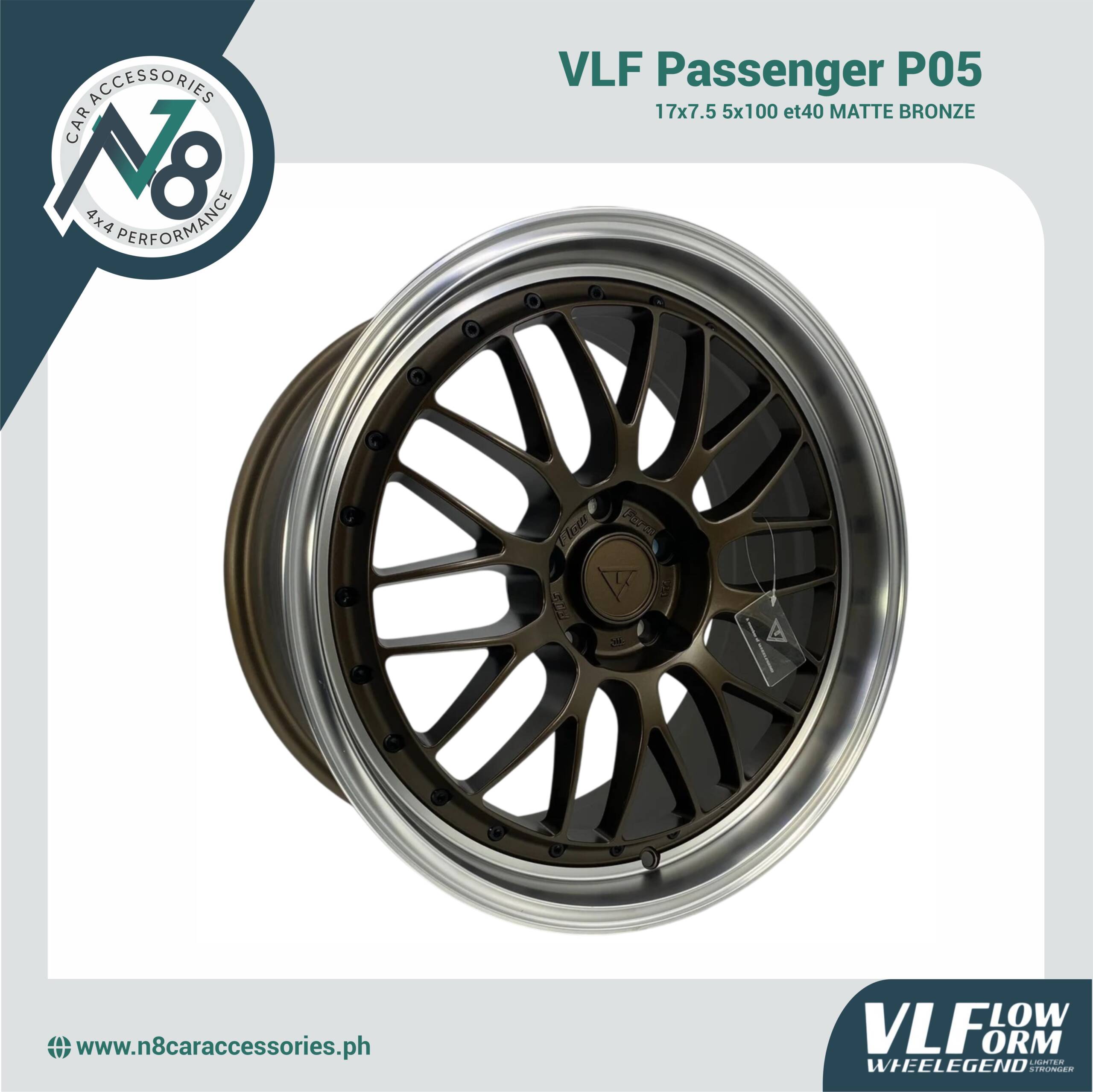 VLF P05 17x7.5 5x100 et40 Matte Bronze Genuine