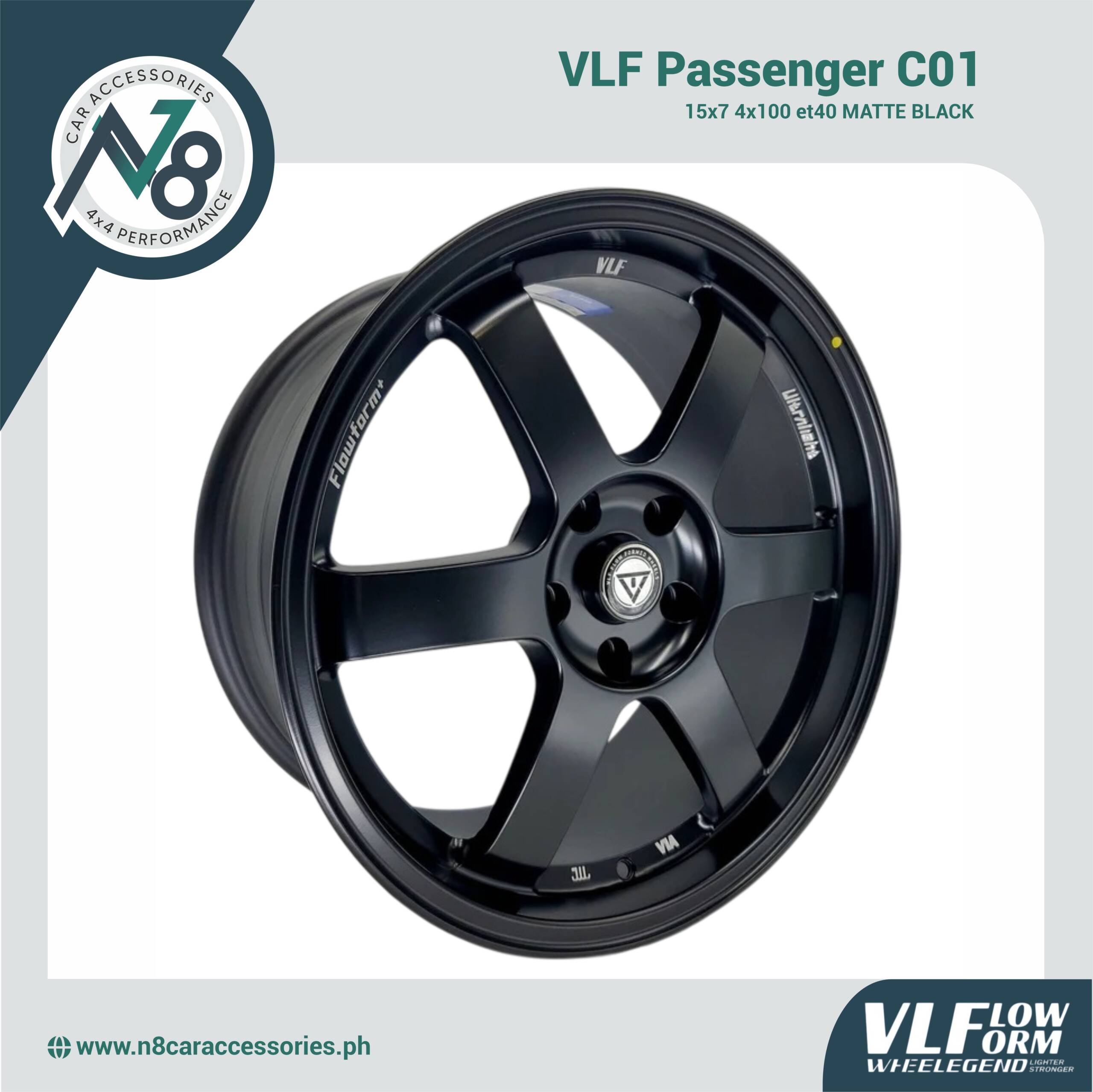 VLF C01 15x7 4x100 et40 Matte Black Genuine