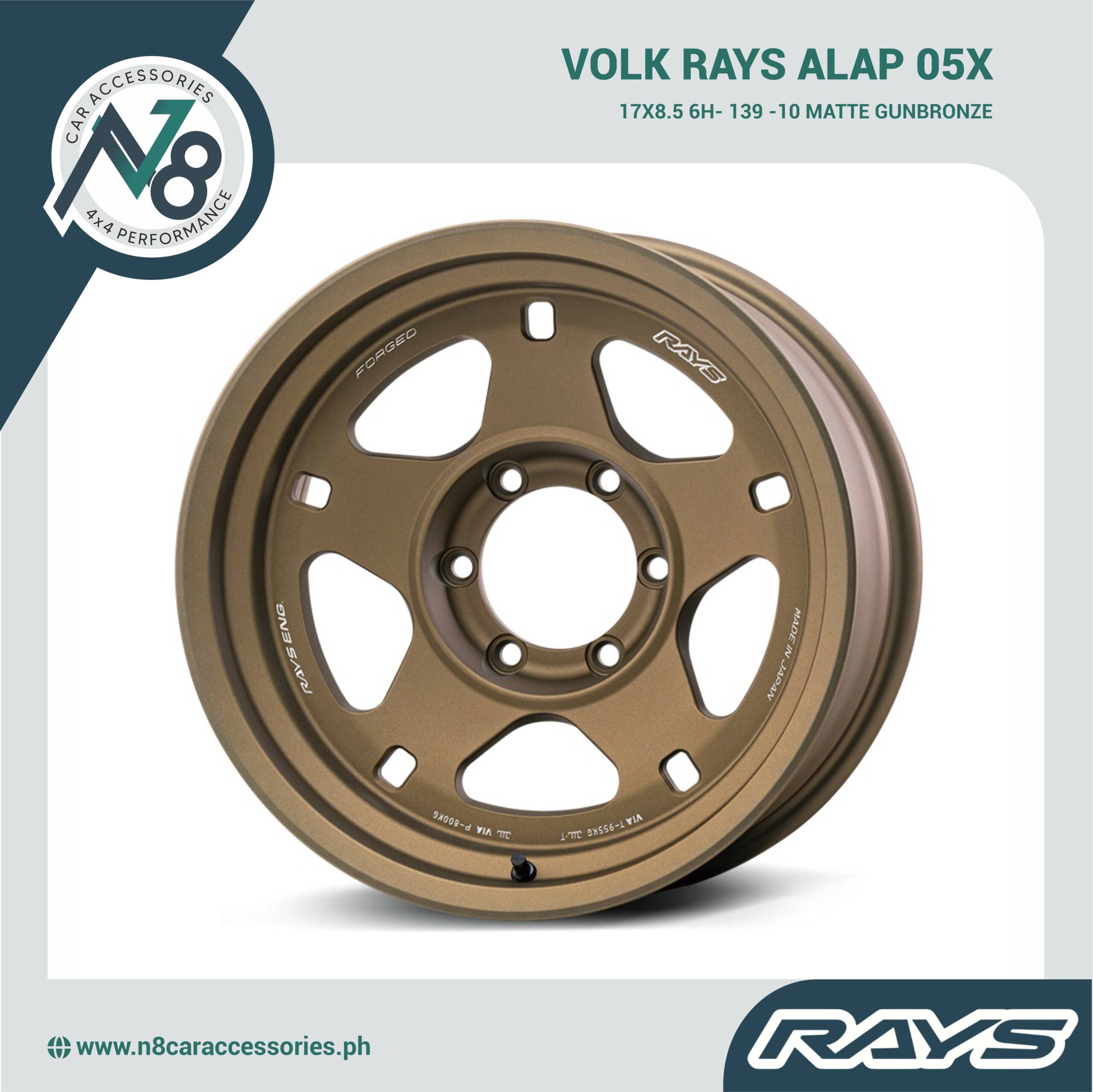 VOLK RAYS 17X8.5 6H - 139 -10 ALAP 05X Matte GunBronze Genuine