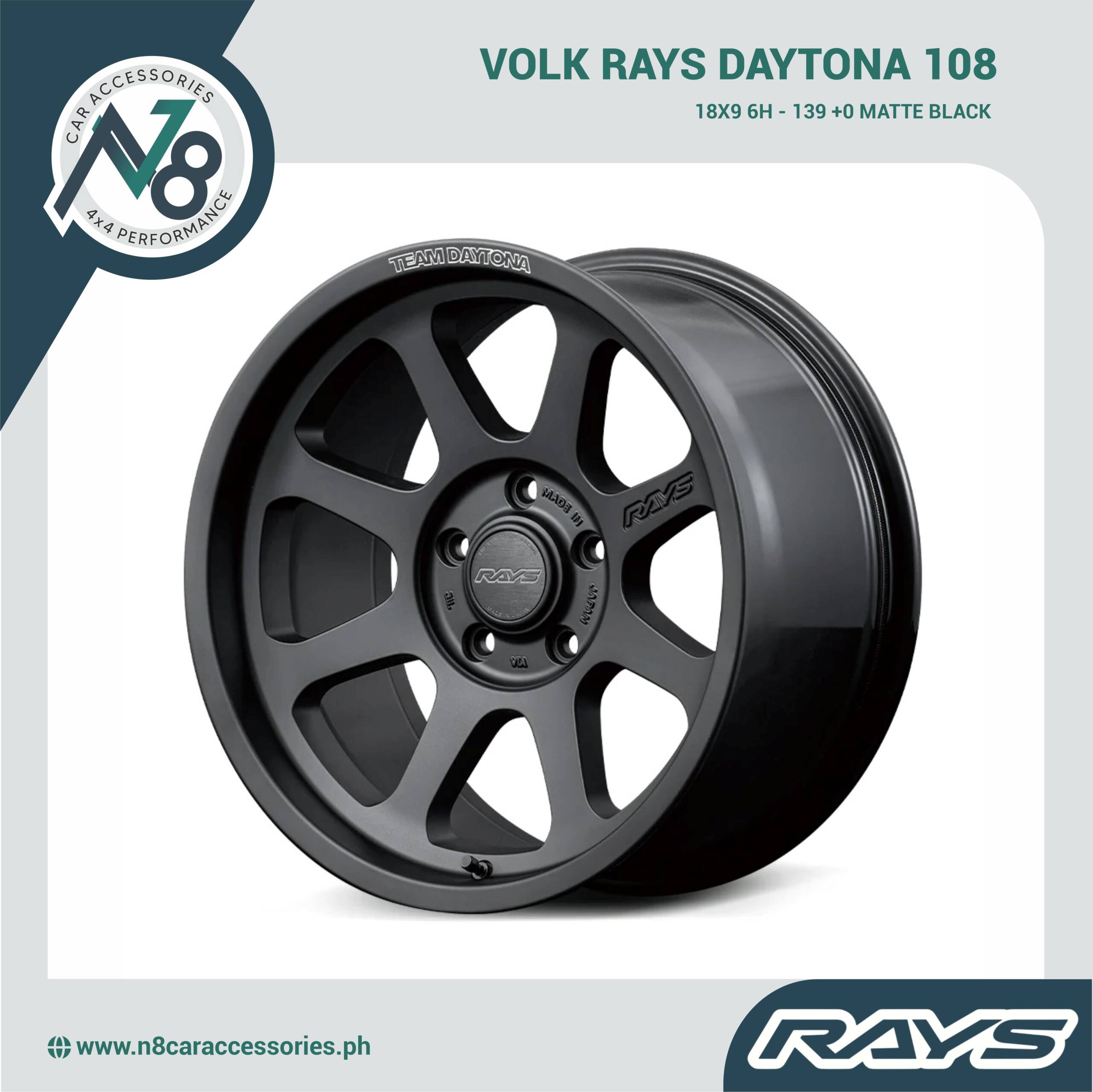 VOLK RAYS 18X9 6H - 139 +0 DAYTONA D108 Matte Black Genuine