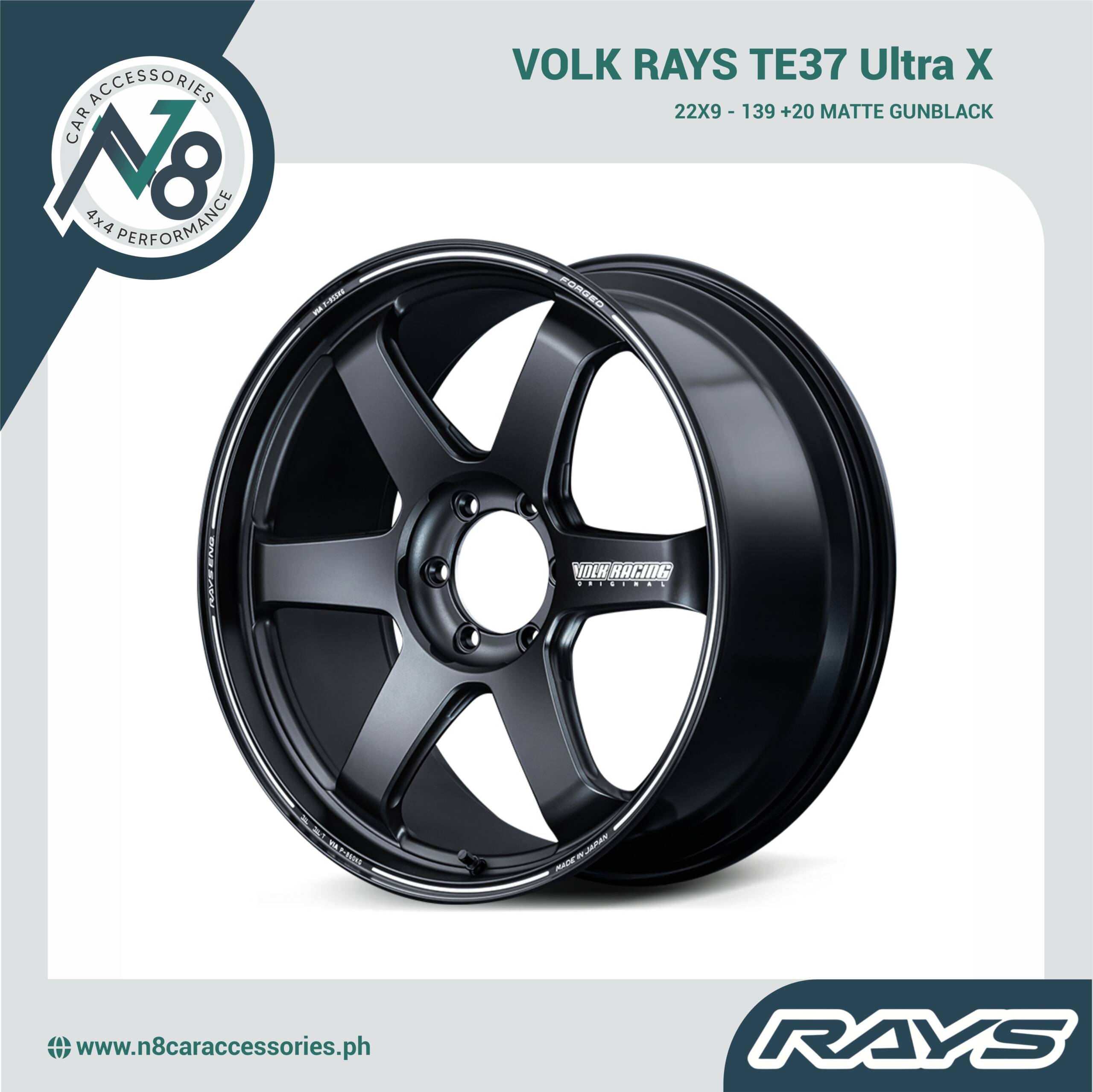 VOLK RAYS 22X9 - 139 +20 TE37 Ultra X Blast Black Genuine