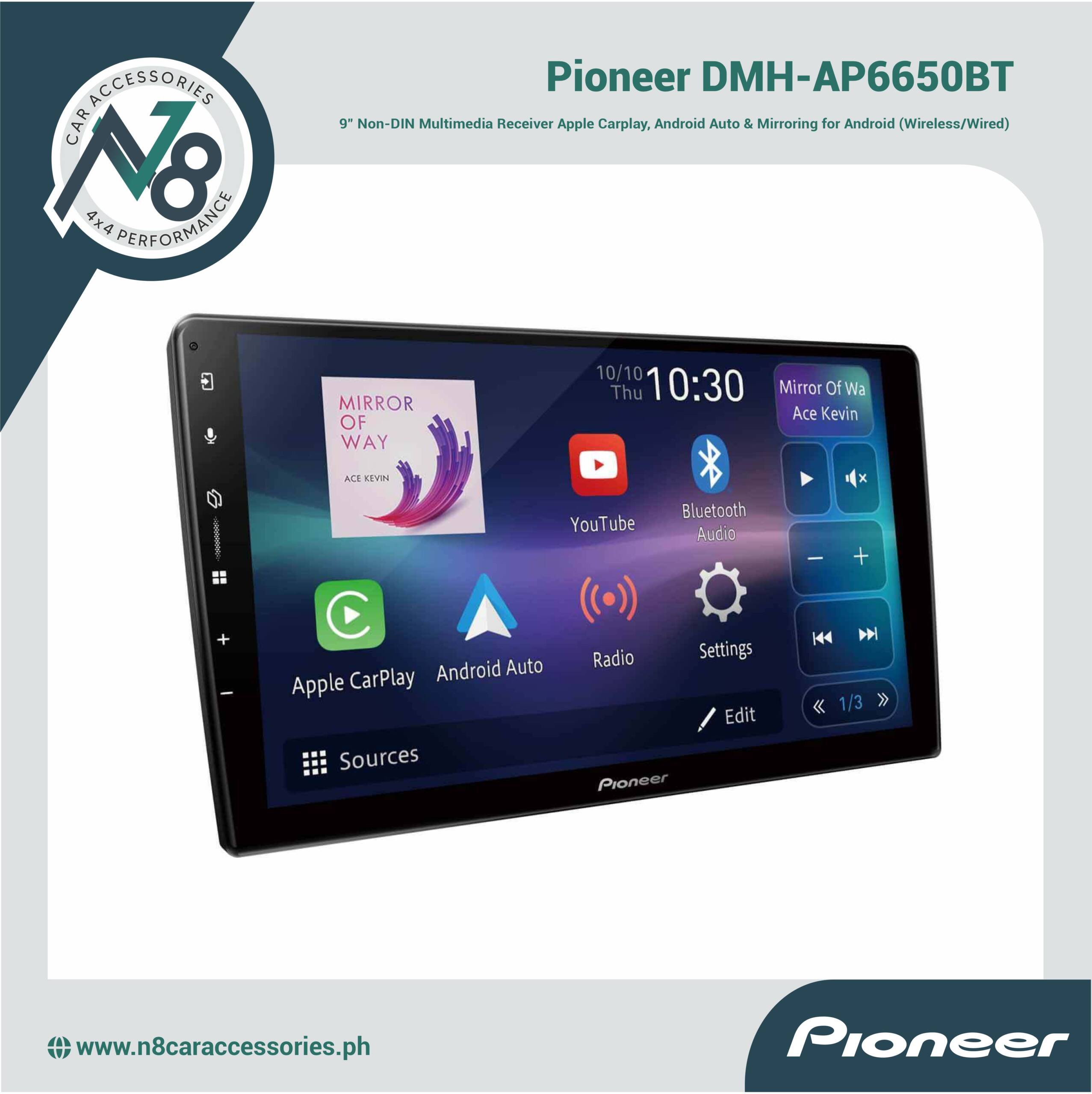 Pioneer DMH-AP6650BT 9" Non-DIN Multimedia Receiver, Apple Car Play | Android Auto | WebLink | WiFi Certified Genuine