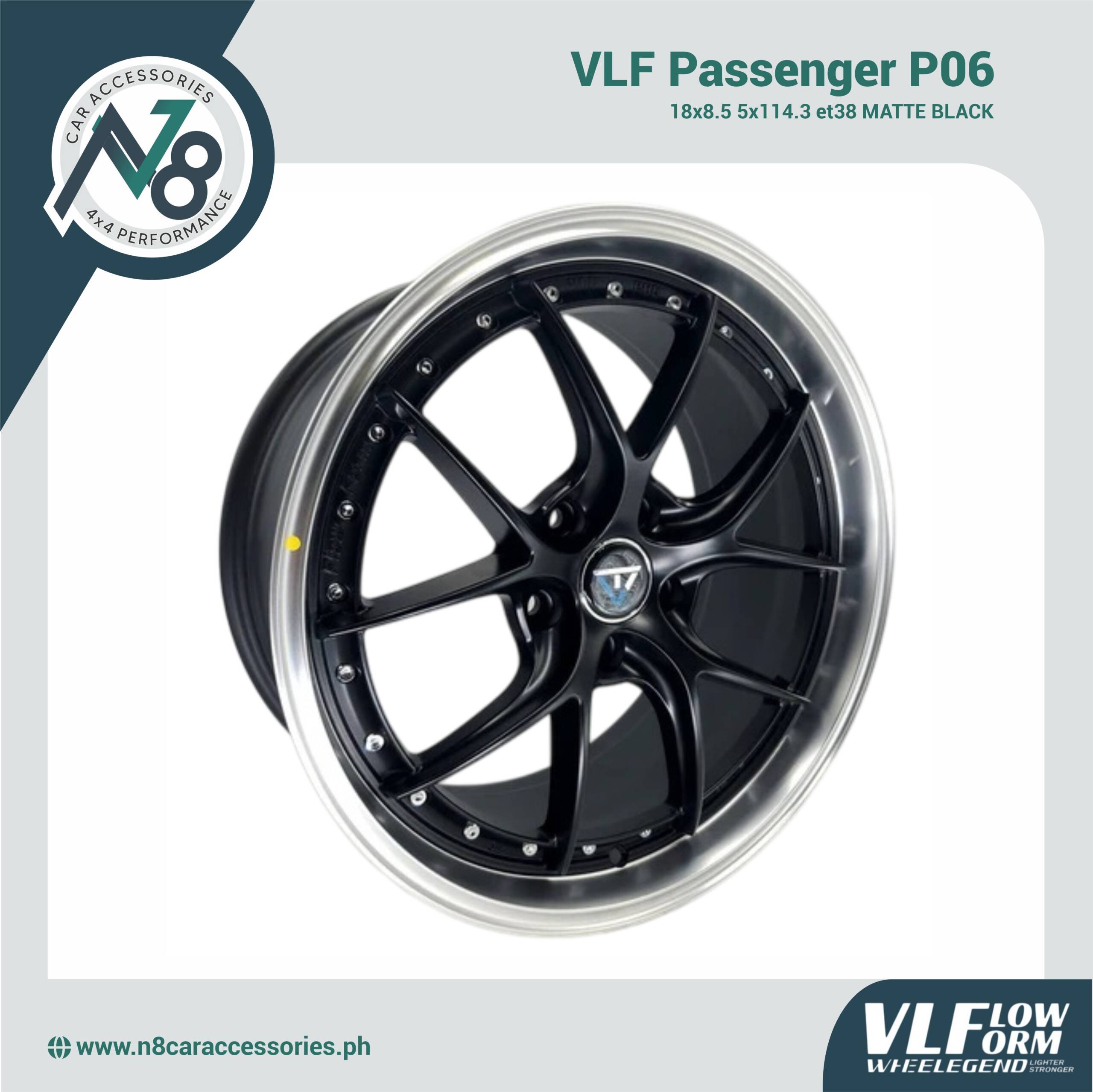 VLF P06 18x8.5 5x114.3 et38 Matte Black Genuine