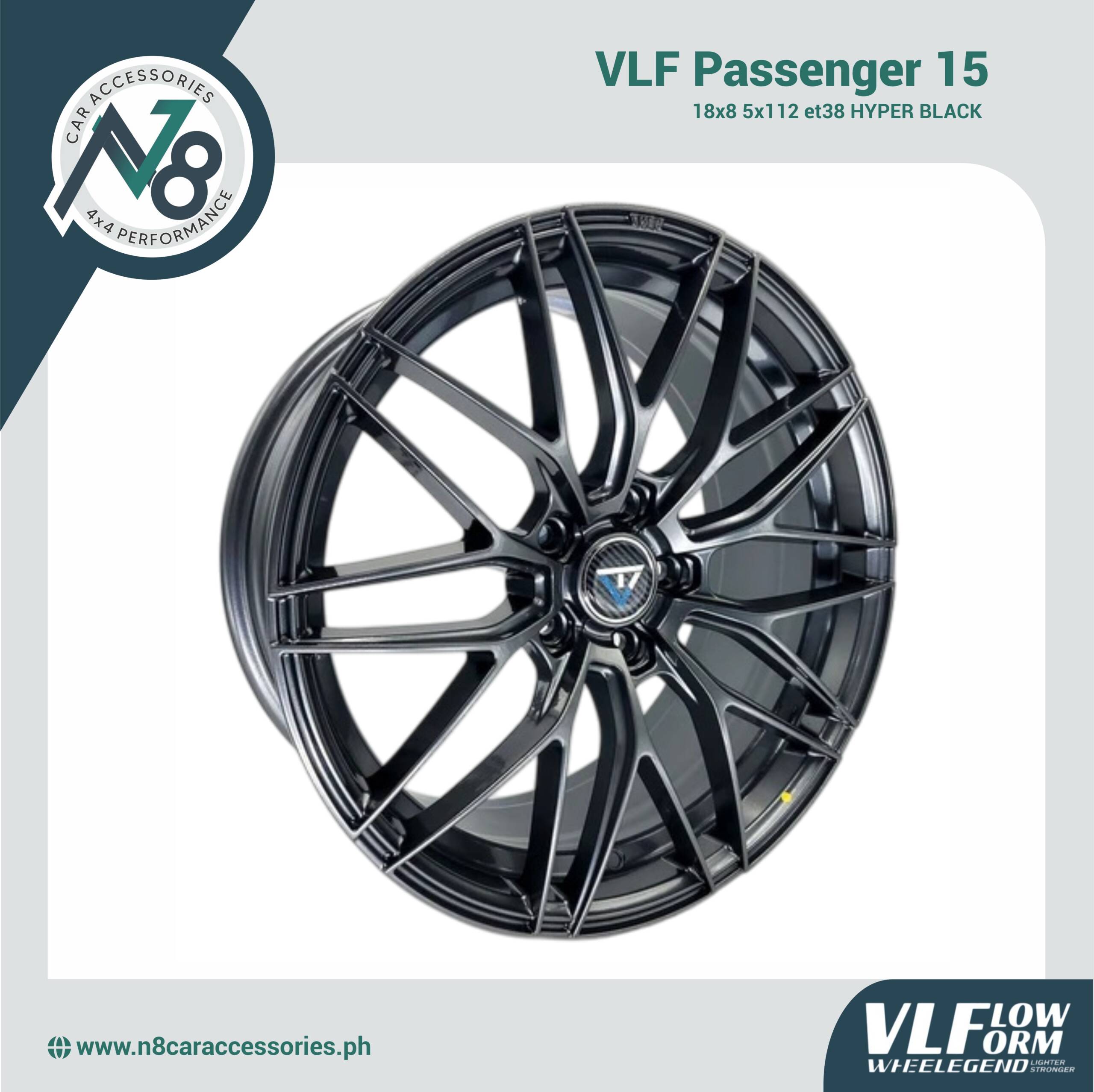 VLF-15 18x8 5x112 et38 Hyper Black Genuine