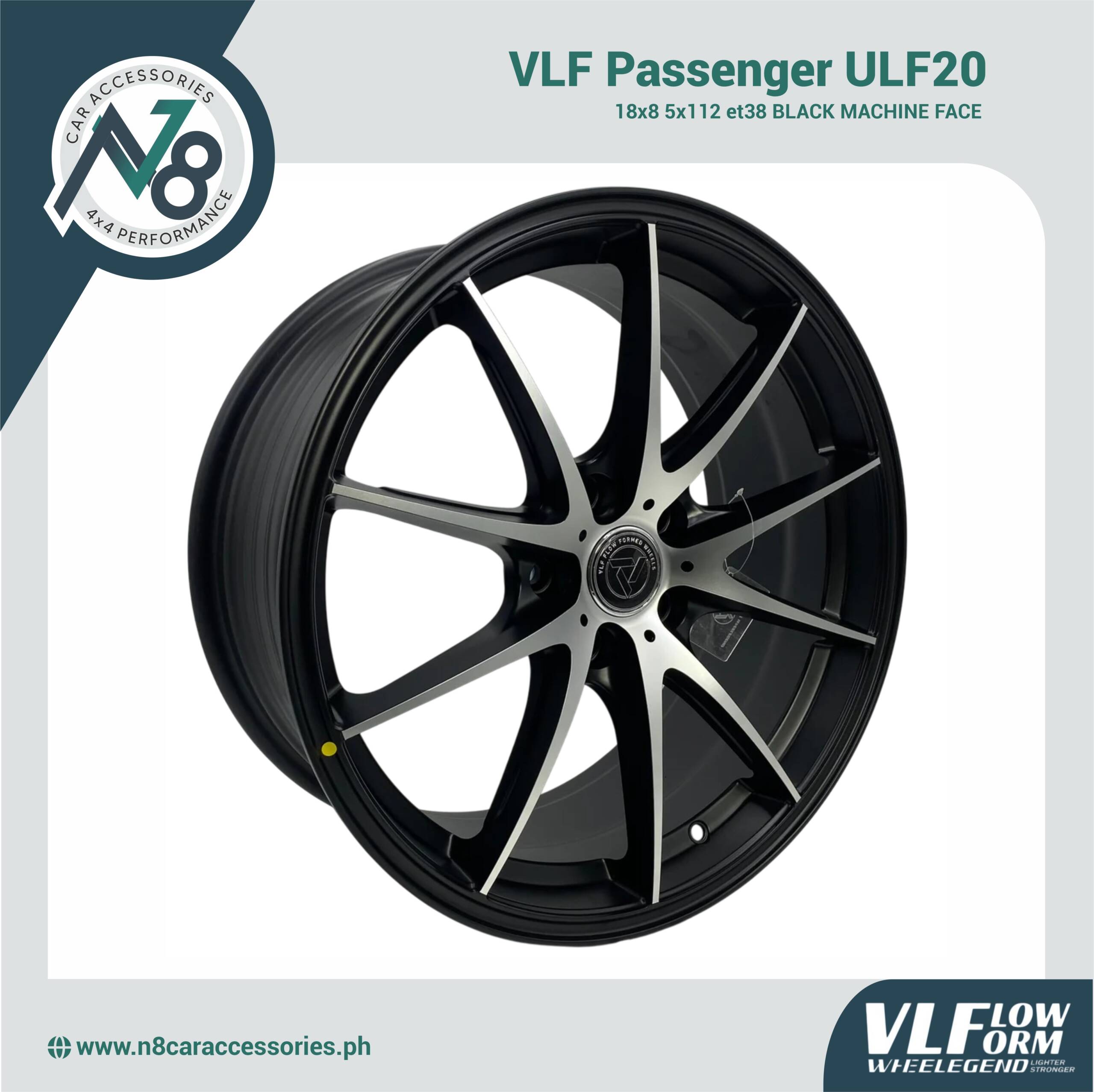 VLF ULF20 18x8 5x112 et38 Black Machine Face Genuine