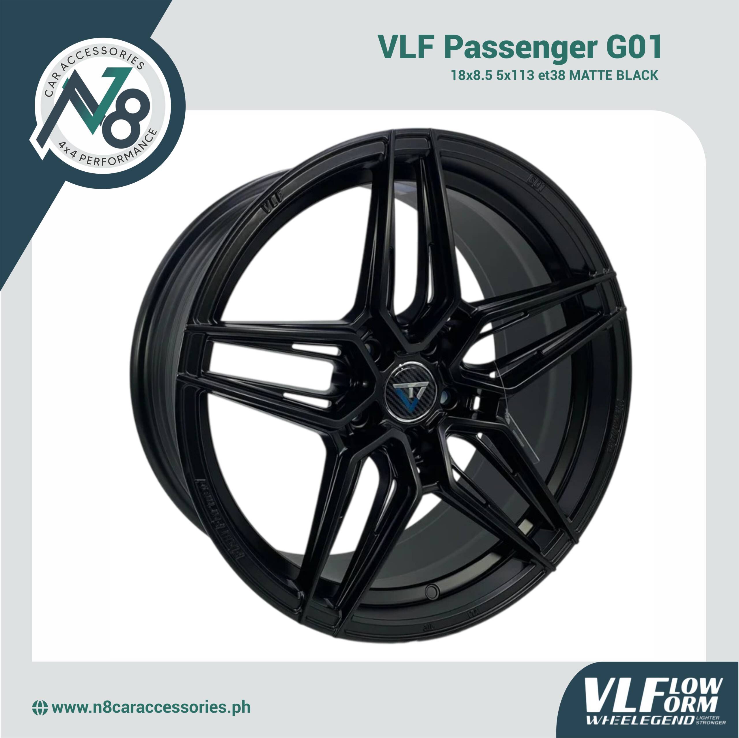 VLF G01 18x8.5 5x113 et38 Matte Black Genuine