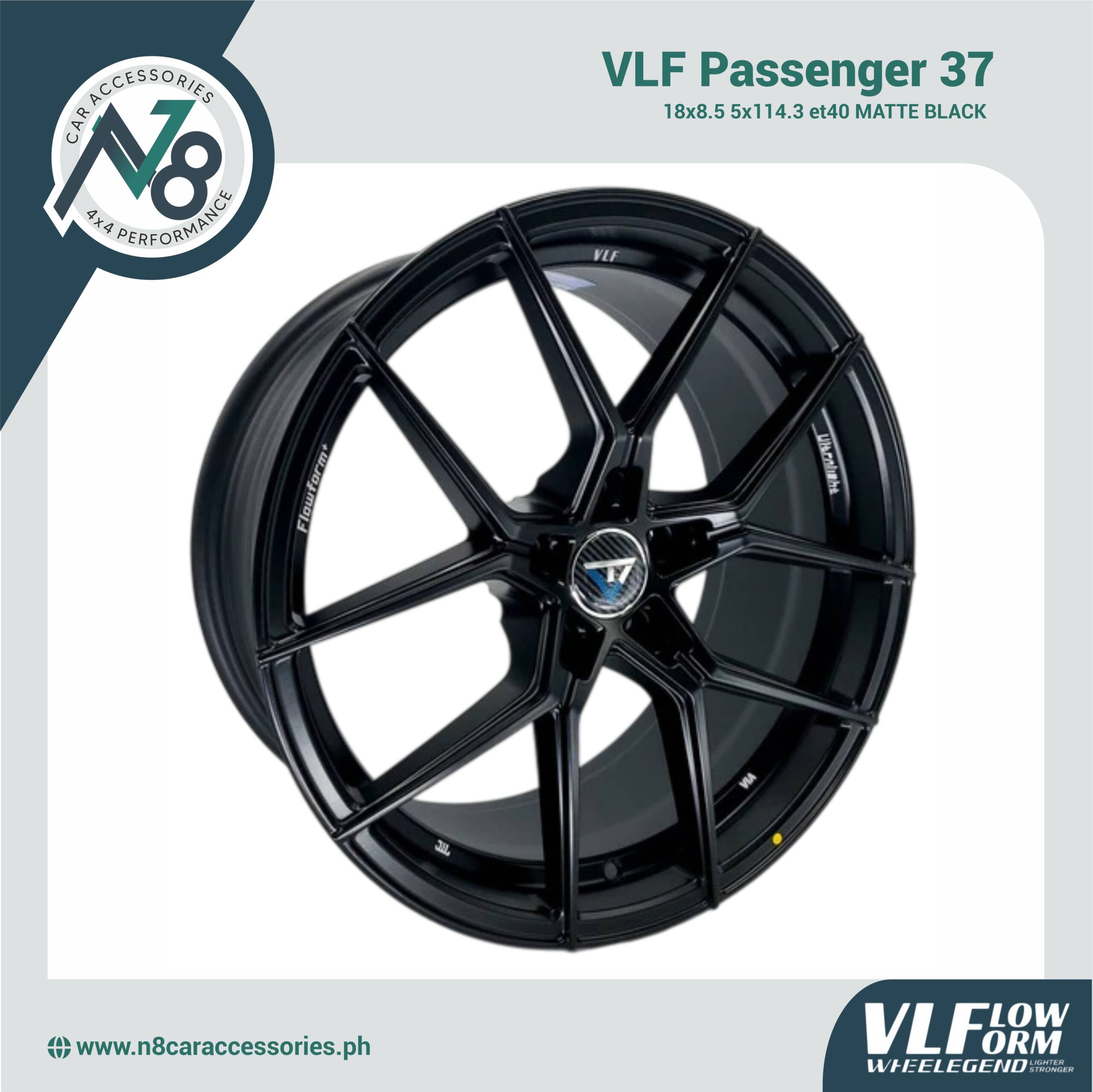 VLF 37 18x8.5 5x114.3 et40 Matte Black Genuine